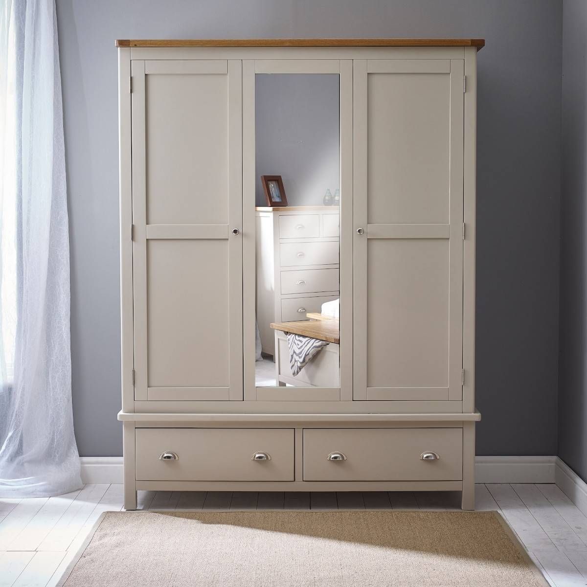 Hutch® – Portsmouth Stone Grey Painted Triple Wardrobe For Painted Triple Wardrobes (View 1 of 15)