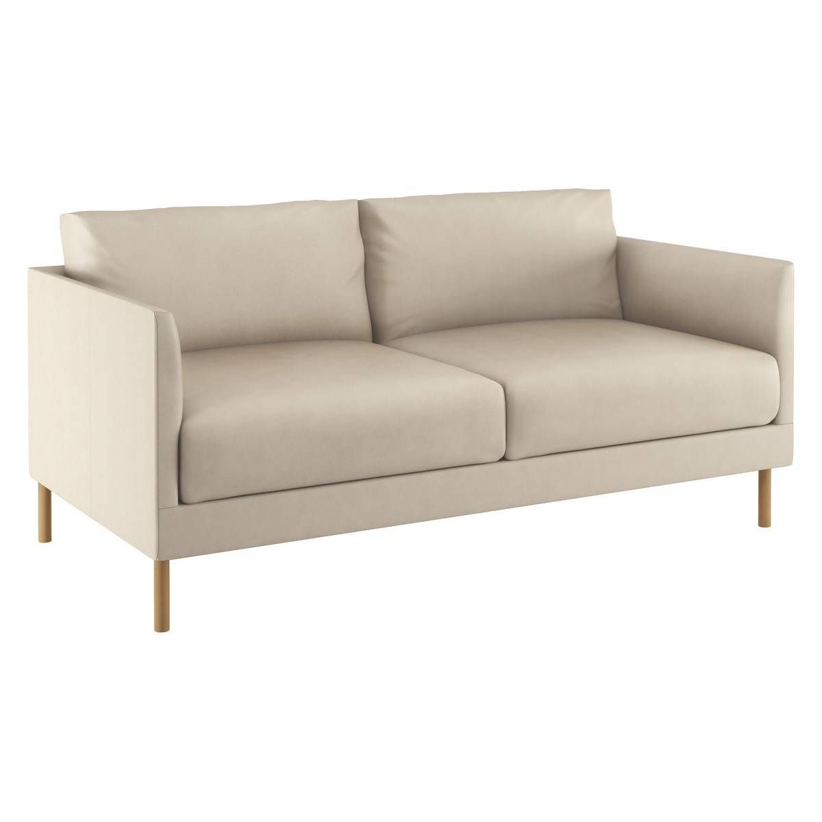 Hyde Cream Leather 2 Seater Sofa, Wooden Legs | Buy Now At Habitat Uk Intended For Wood Legs Sofas (Photo 30 of 30)