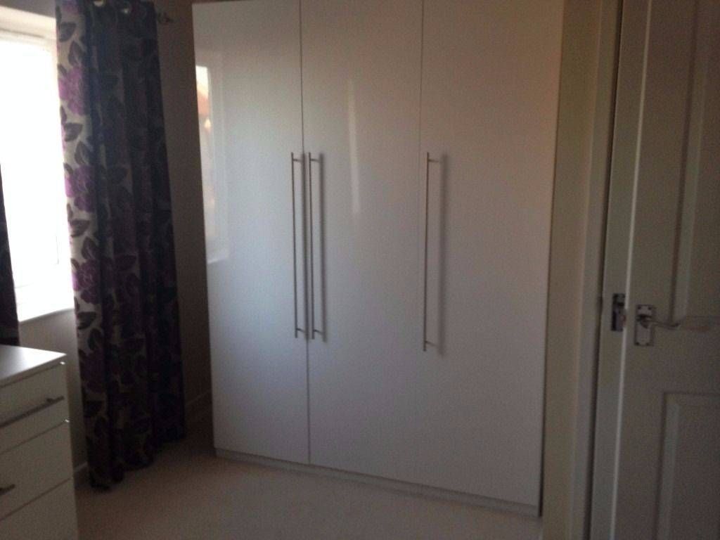 Hygena White Gloss Wardrobes, Chest Of Drawers And Bedside For Gloss Wardrobes (View 9 of 15)