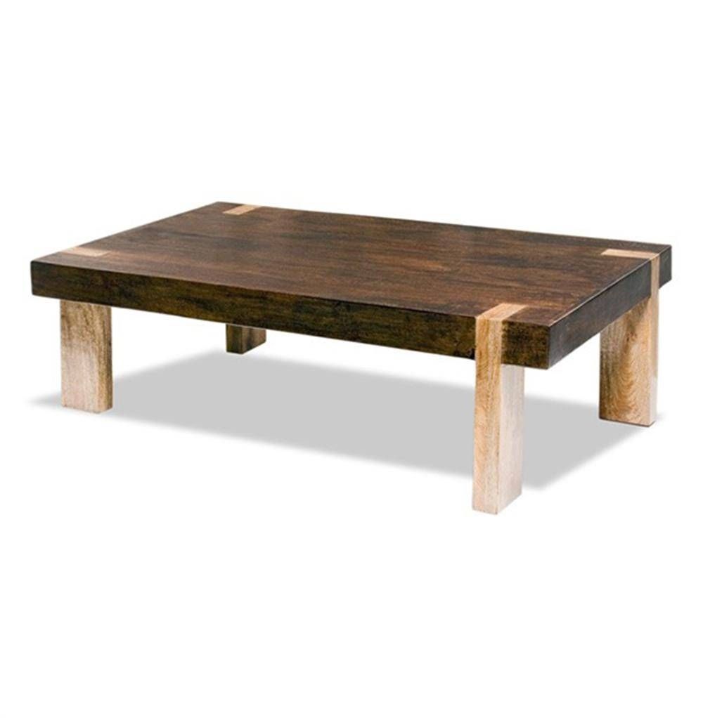 Ibiza Solid Wood Chunky Rustic Contemporary Rectangle Coffee Table For Chunky Coffee Tables (Photo 12 of 30)