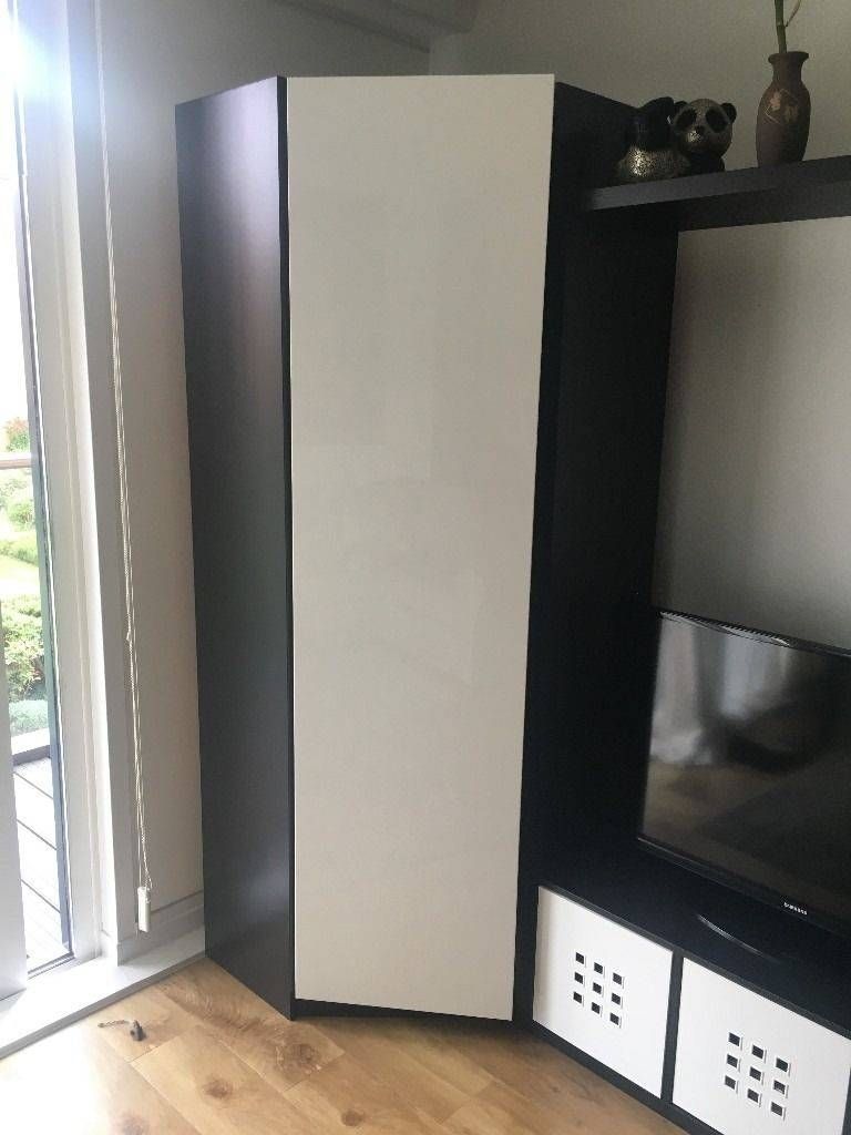 Ikea Black Corner Wardrobe With White Gloss Door. Pax Series | In Intended For White Gloss Corner Wardrobes (Photo 8 of 15)