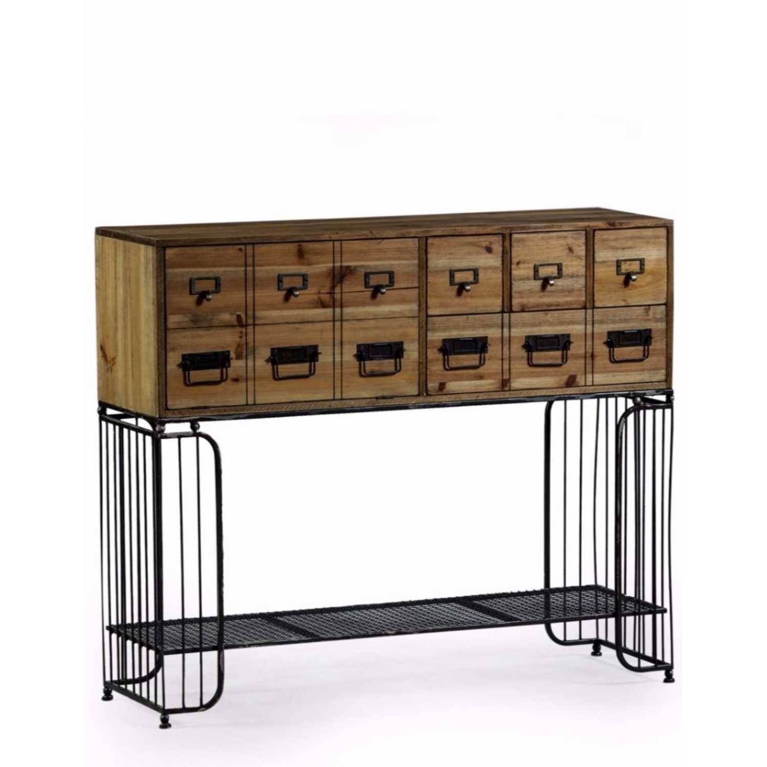 Industrial Multi Drawer Wood And Metal Sideboard Cabinet With Cupboard With Regard To Multi Drawer Sideboards (Photo 28 of 30)