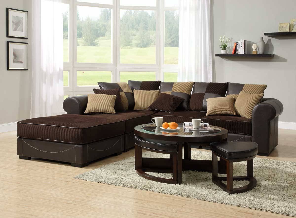 Inspirations Chocolate Brown Sectional Sofa With Faux Leather Base With Chocolate Brown Sectional Sofa (Photo 8 of 30)