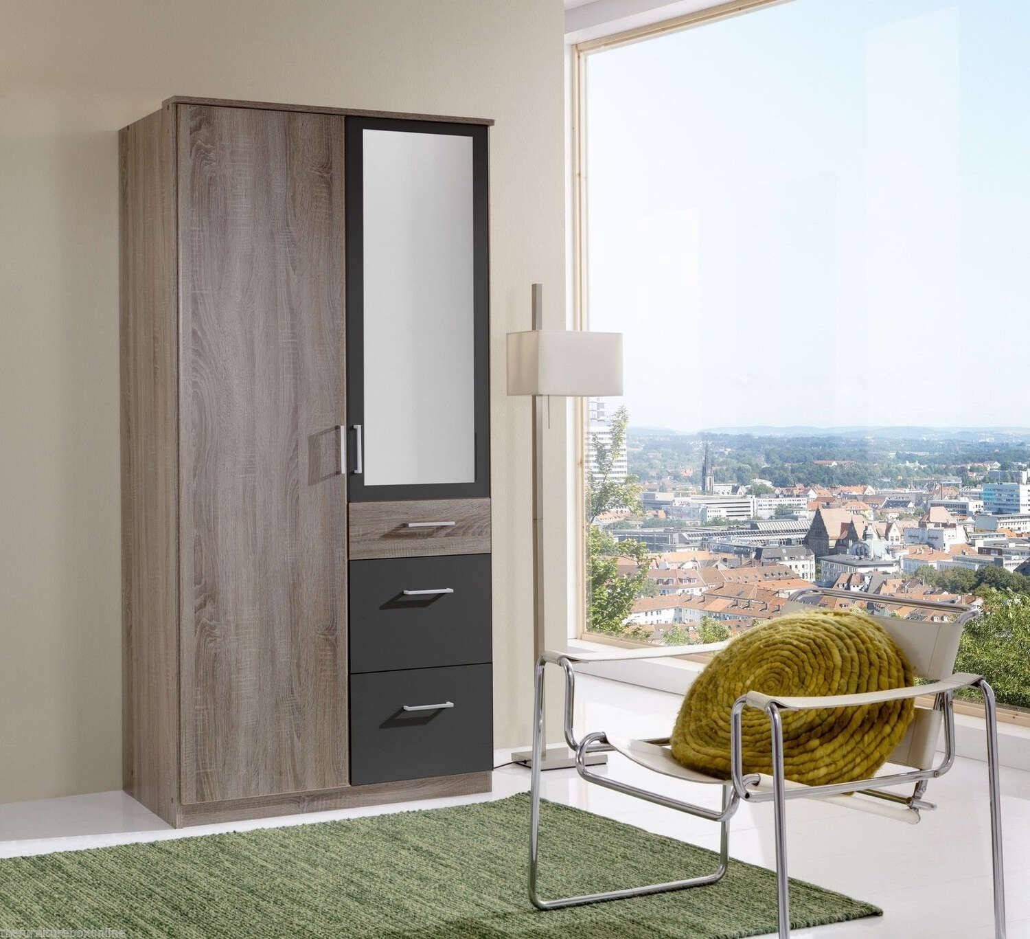 Italian Double 2 Door 3 Drawer Mirror Wardrobe | Furniturebox Throughout Cheap 2 Door Wardrobes (View 3 of 15)
