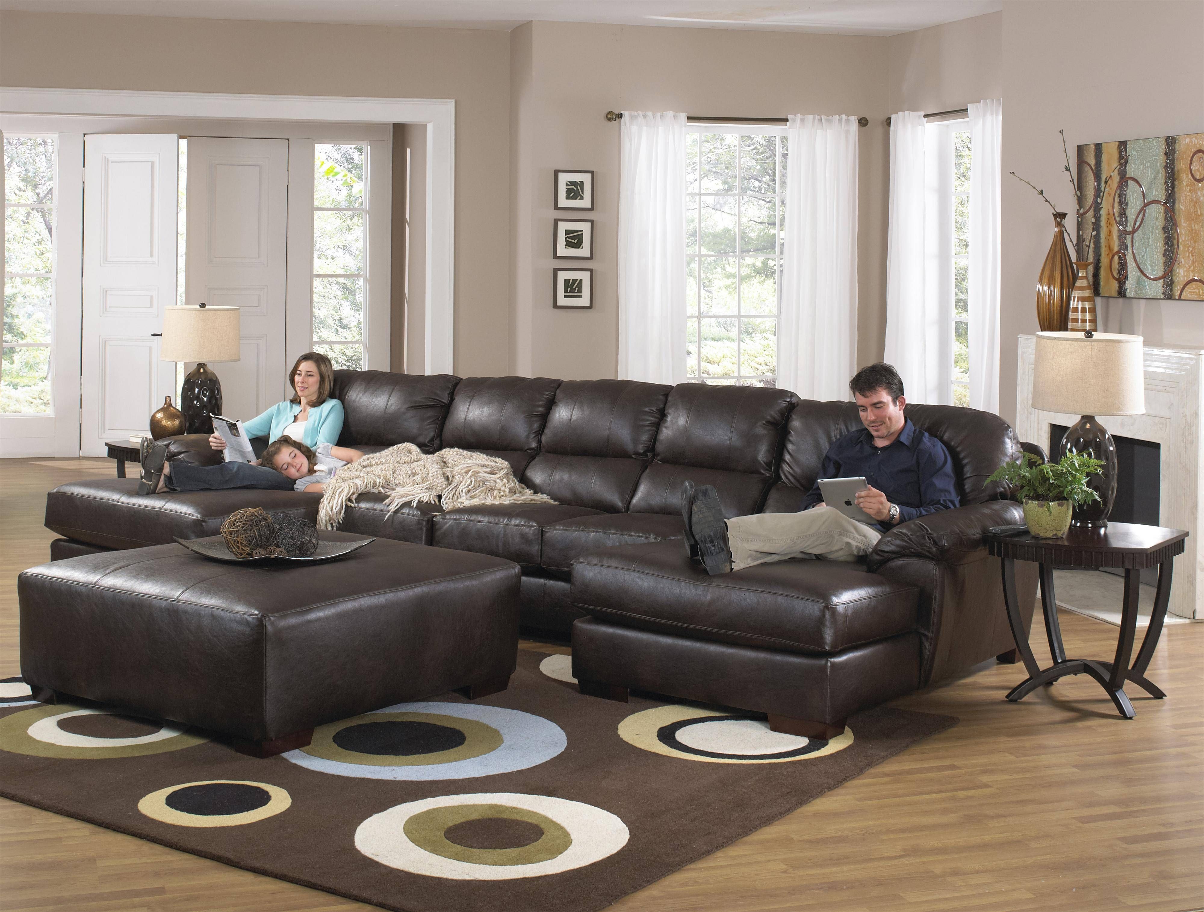 Jackson Furniture Lawson Three Seat Sectional Sofa With Console With Sofa With Chaise And Ottoman (Photo 23 of 30)
