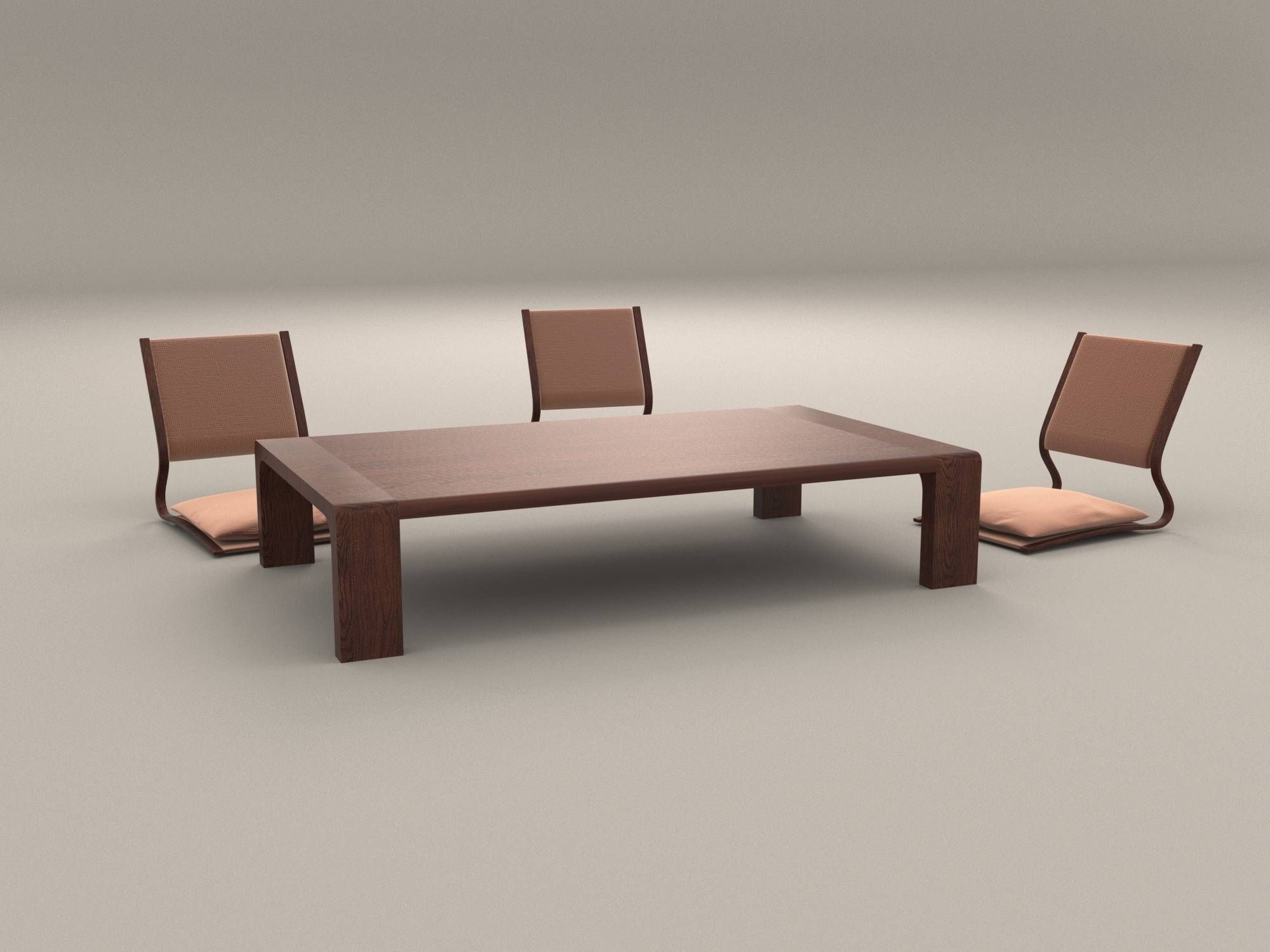 Japanese Style Low Dining Table And Chairartemishe | 3docean With Low Japanese Style Coffee Tables (View 28 of 30)