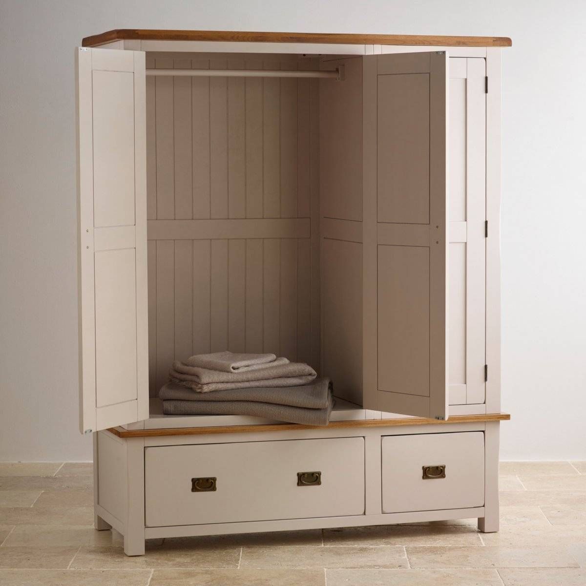 Kemble Triple Wardrobe In Painted Oak | Oak Furniture Land Within Triple Wardrobes With Drawers (View 14 of 15)