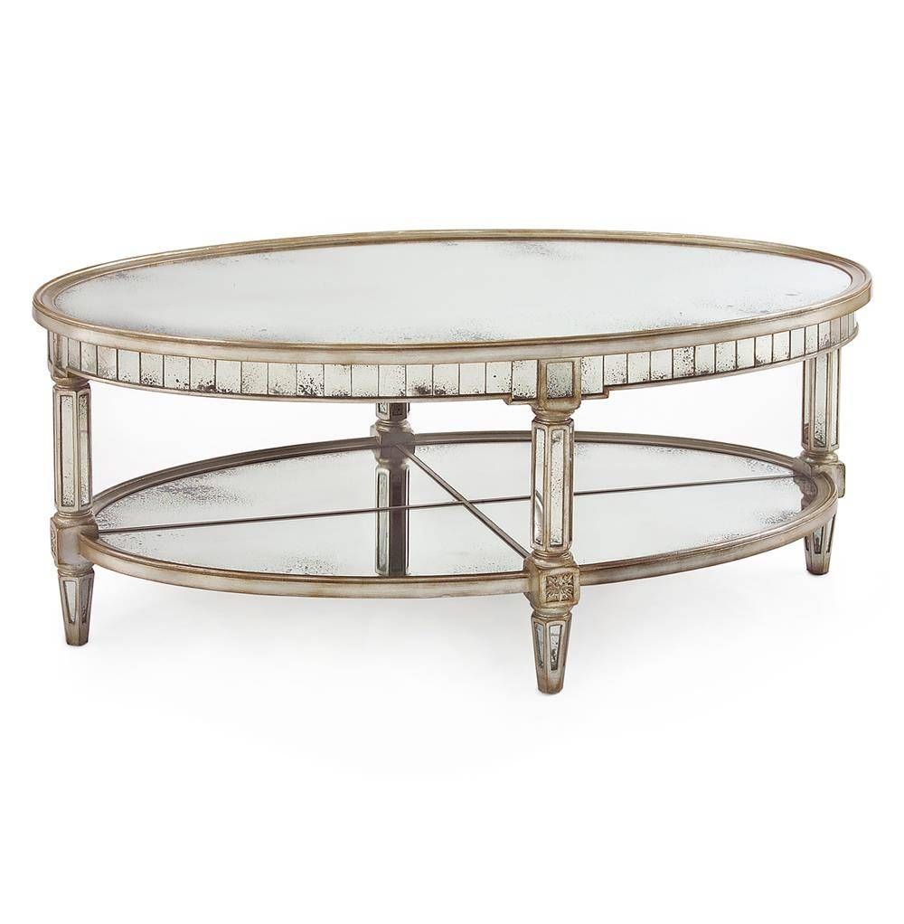 Kendrick Hollywood Regency Silver Antique Mirror Coffee Table Inside Mirrored Coffee Tables (View 21 of 30)