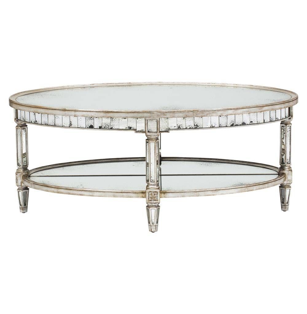 Kendrick Hollywood Regency Silver Antique Mirror Coffee Table Intended For Vintage Mirror Coffee Tables (Photo 4 of 30)