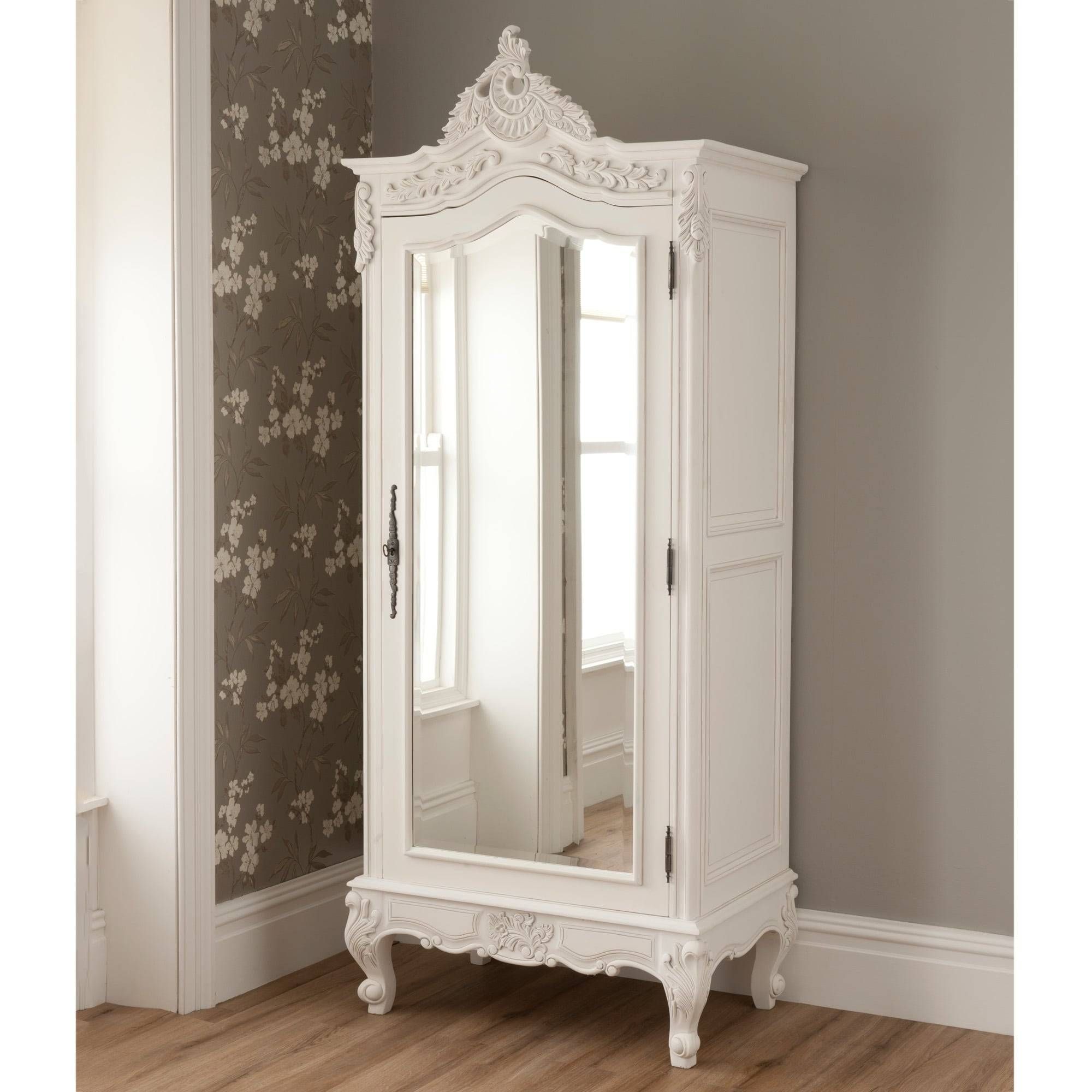La Rochelle Mirrored Antique French 1 Door Wardrobe For Antique Style Wardrobes (View 3 of 15)