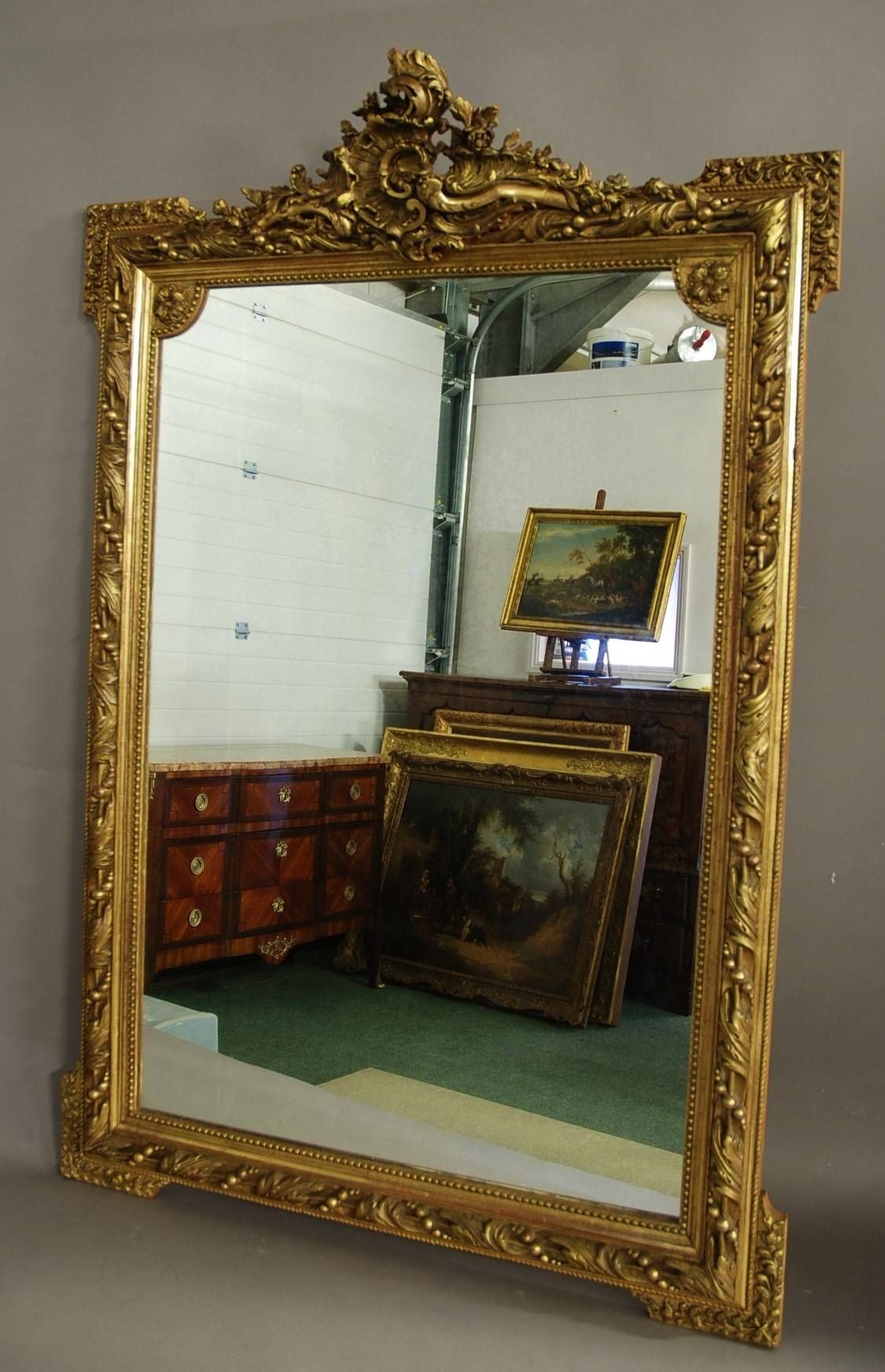 Large 19th Century Ornate French Gilt Mirror (1880 France) From Regarding Ornate Large Mirrors (Photo 14 of 25)