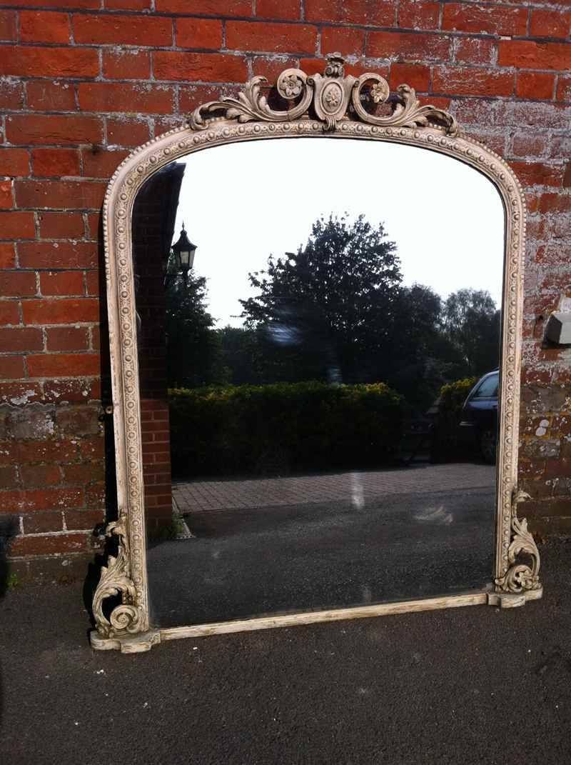 Large 19thcentury Ivory Overmantle Mirror – Antique All Our Intended For Overmantel Mirrors (Photo 13 of 25)