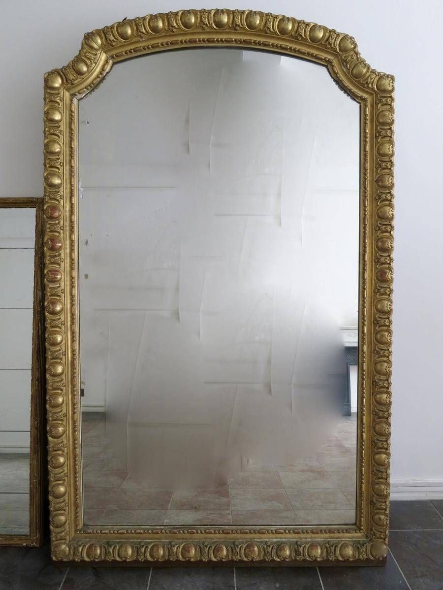 Large Antique French Gold Gilt Mirror For Sale At Pamono With Regard To Large Gilt Mirrors (View 9 of 25)