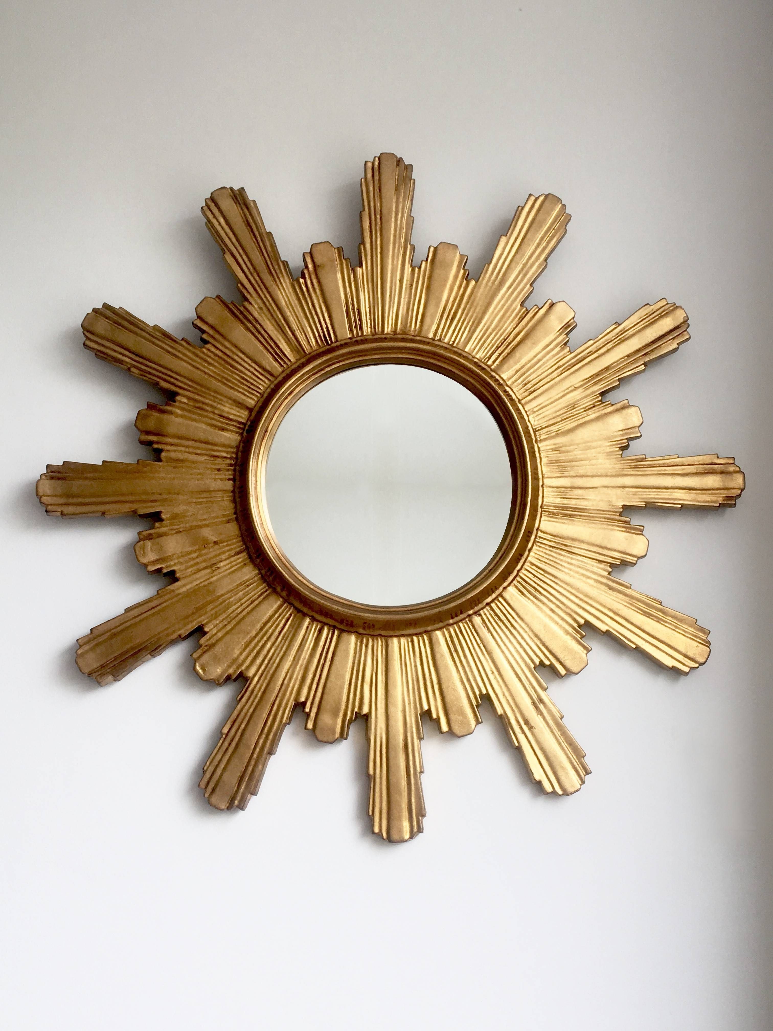 Large Carved Wooden Sunburst Mirror – 1960s – Design Market With Regard To Extra Large Sunburst Mirrors (View 12 of 25)