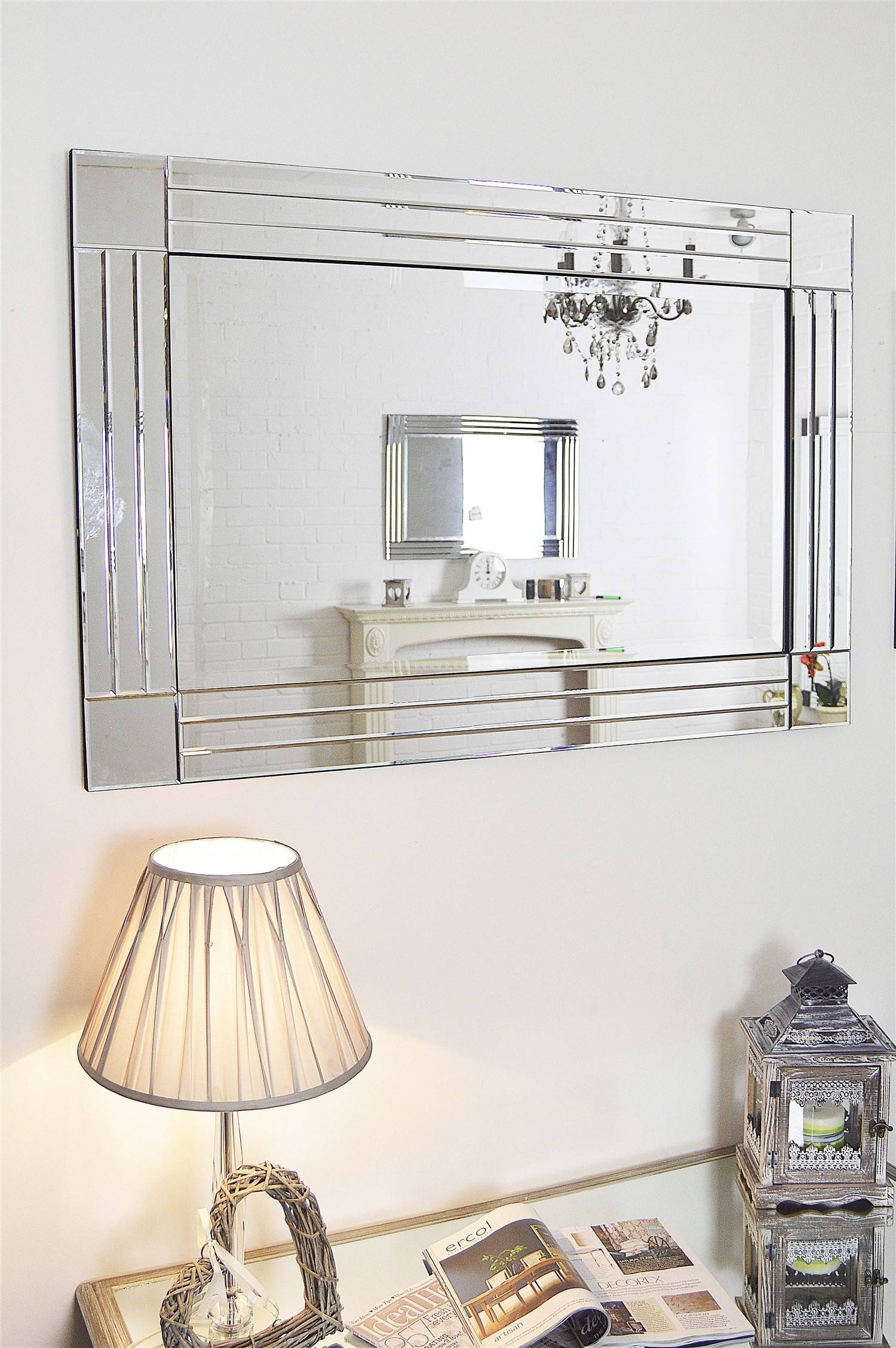 Large Glass Bevelled Wall Mirror – Harpsounds.co In Large Glass Bevelled Wall Mirrors (Photo 1 of 25)