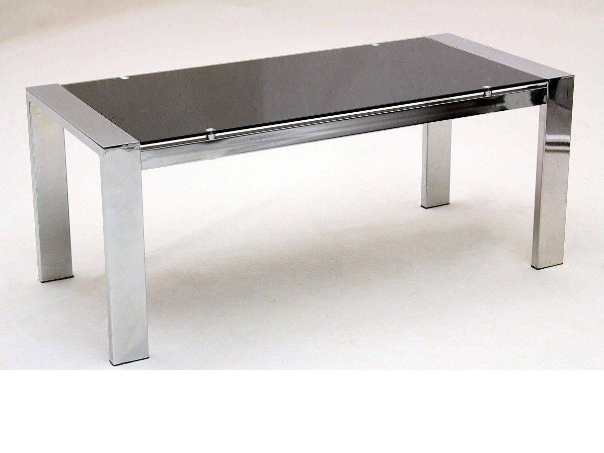 Large Glass Coffee Table Rectangle Chrome Legs Homegenies Intended For Chrome Leg Coffee Tables (View 24 of 30)