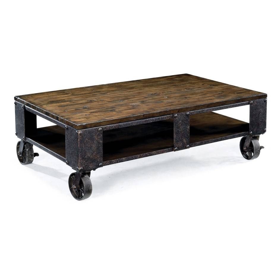 Large Grey Brown Wooden Coffee Table With Wheels For Living Room For Extra Large Rustic Coffee Tables (Photo 25 of 30)