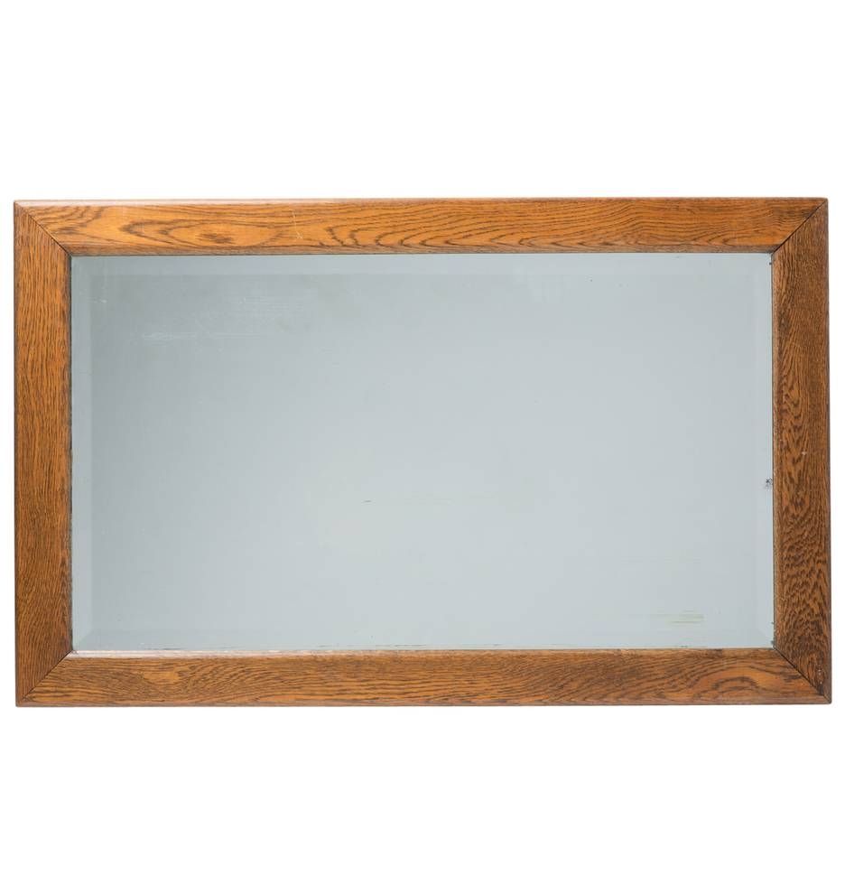 Large Oak Framed Mirror W/ Beveled Glass | Rejuvenation Within Large Oak Mirrors (Photo 1 of 25)