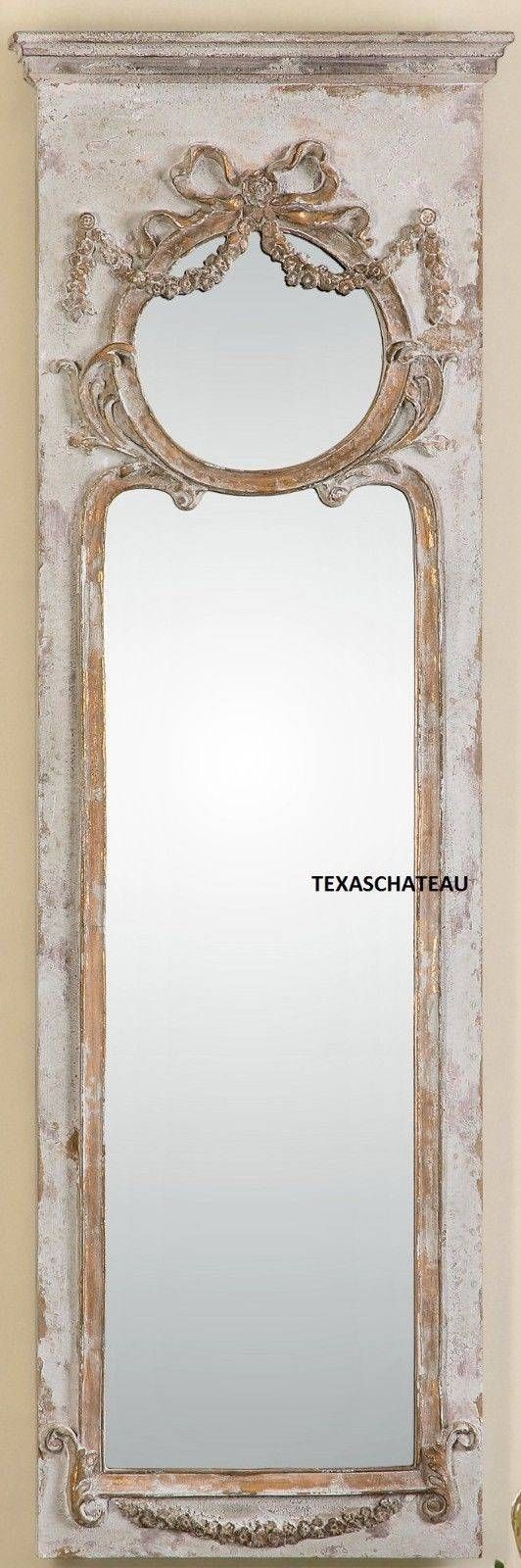 Large Ornate French Antique Cream Gold Trumeau Mirror Dressing Regarding Cream Ornate Mirrors (View 11 of 25)