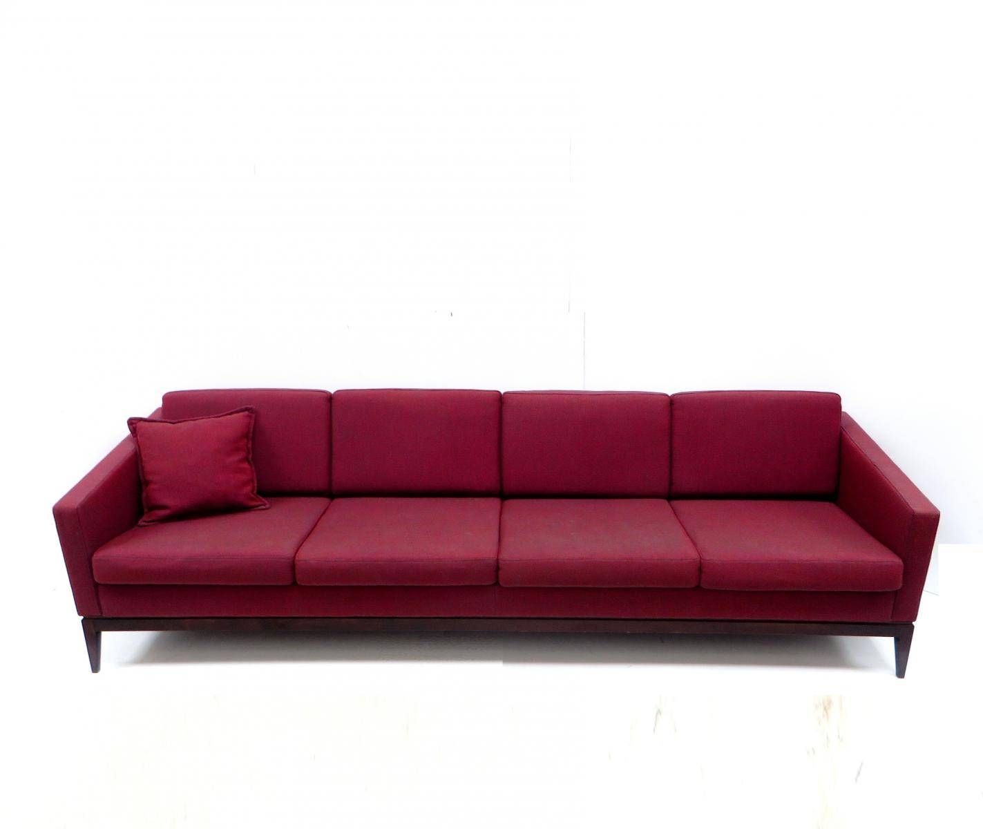 Large Vintage Burgundy Four Seater Sofa For Sale At Pamono Inside Four Seater Sofas (View 19 of 30)