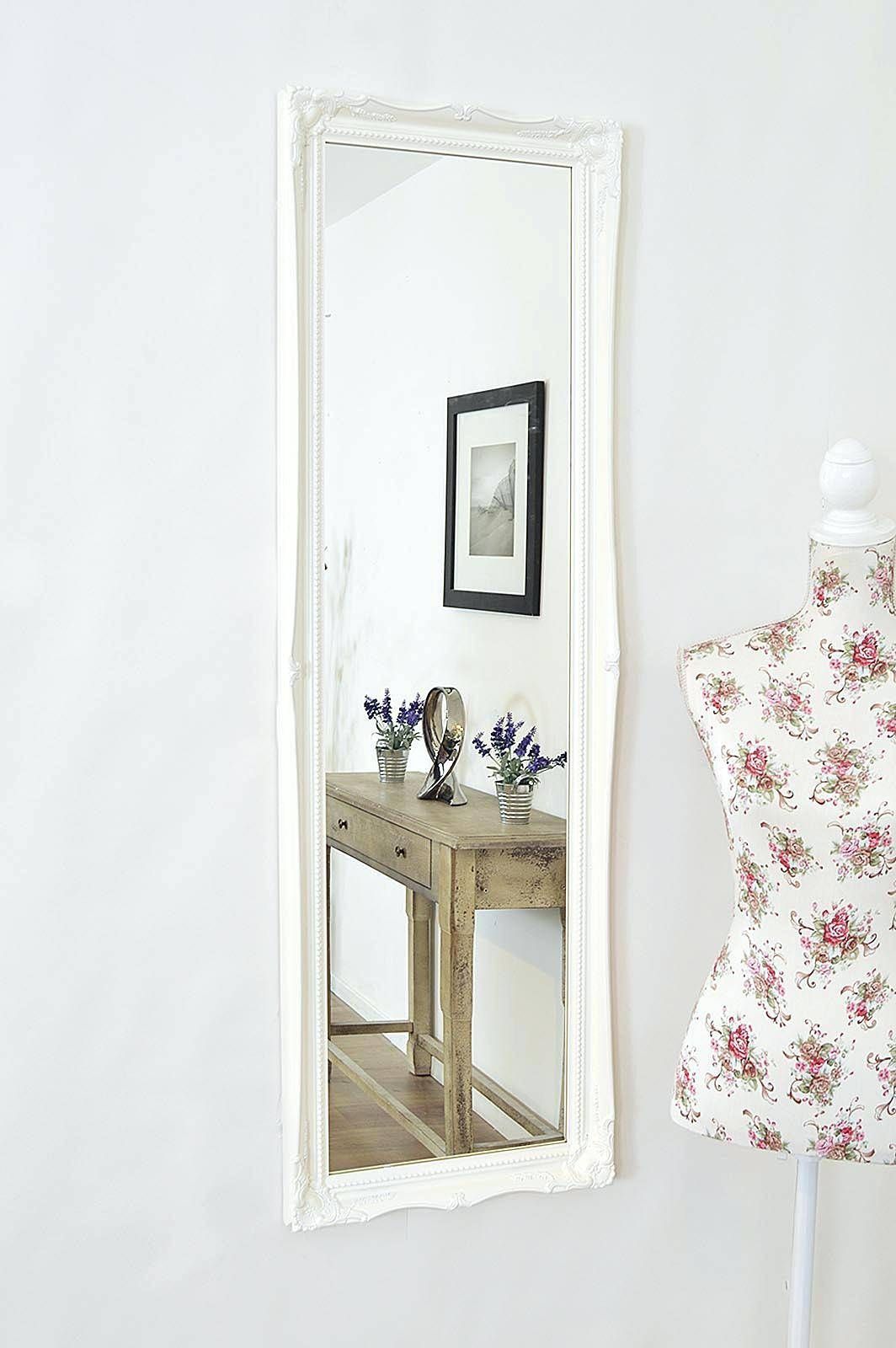 Large White Antique Design Ornate Dress Wall Mirror 49 X 16white With Regard To Large Ornate White Mirrors (Photo 5 of 25)
