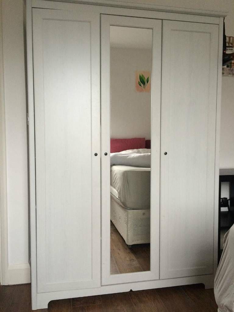 Large, White Ikea Aspelund Wardrobe, 3 Doors, Can Deliver | In Regarding Large White Wardrobes (Photo 6 of 15)