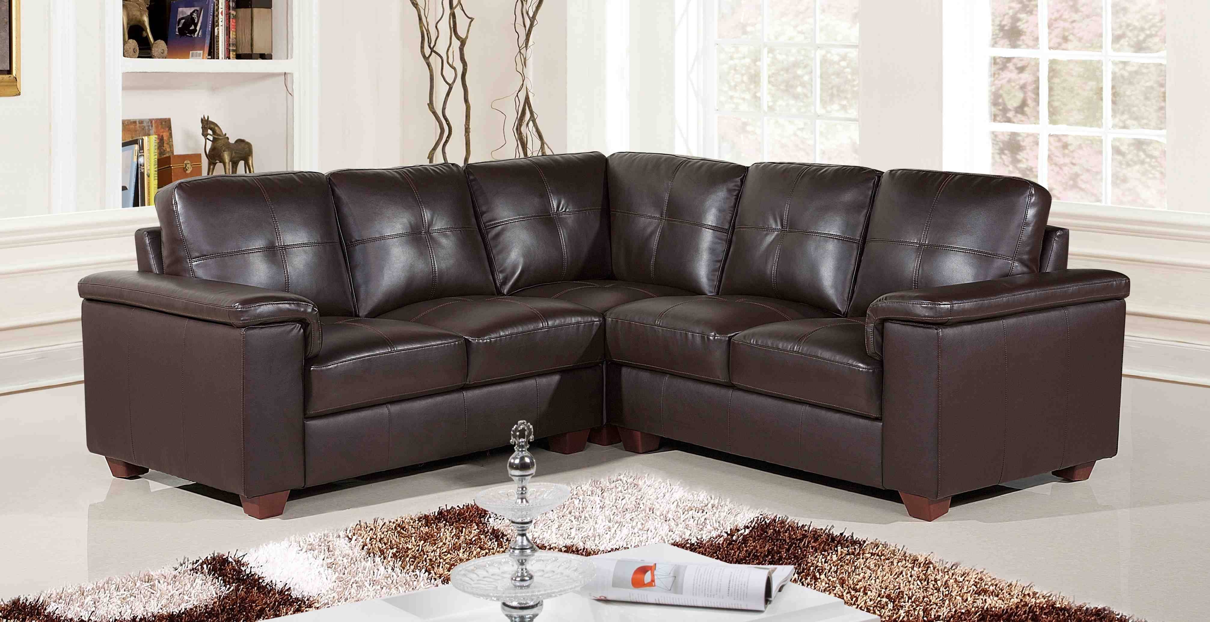 Leather Corner Sofas And Leather Corner Sofa Brown Cream Montana Inside Small Brown Leather Corner Sofas (Photo 1 of 30)