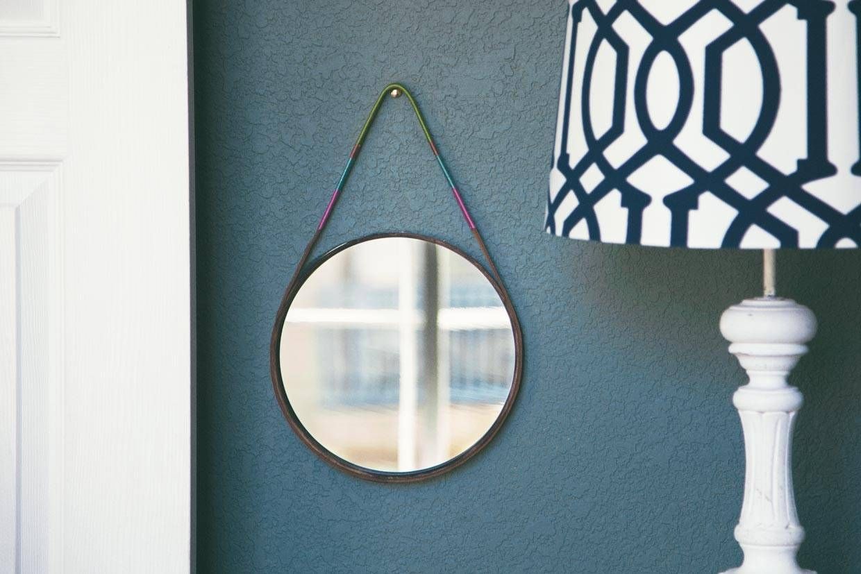 Leather & Thread Hanging Mirror | Maker Crate For Leather Round Mirrors (View 16 of 25)