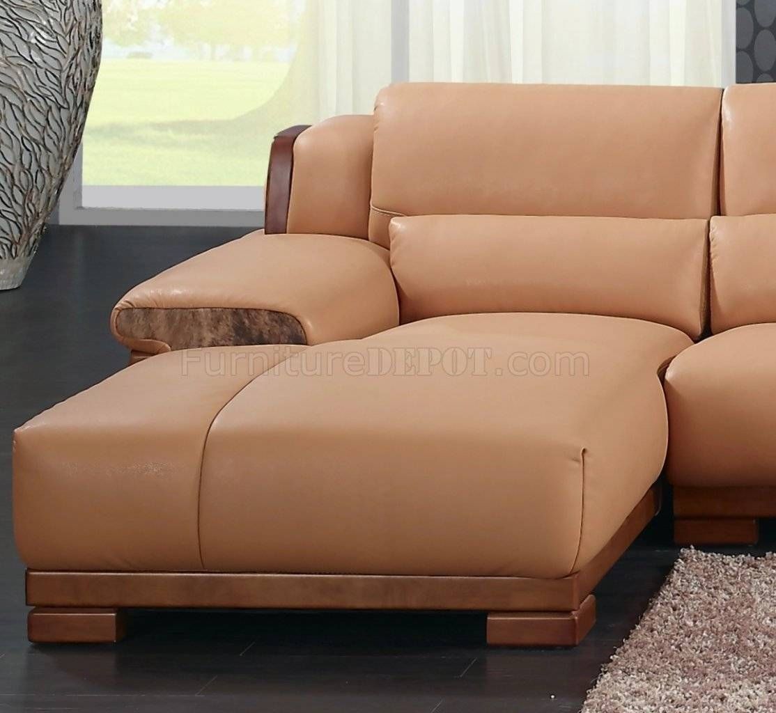 Leatherette Modern Sectional Sofa W/block Wooden Legs Throughout Camel Sectional Sofa (Photo 29 of 30)