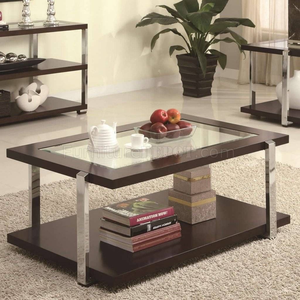 Legs & Center Glass Top Modern Coffee Table W/options Inside Chrome Leg Coffee Tables (View 5 of 30)