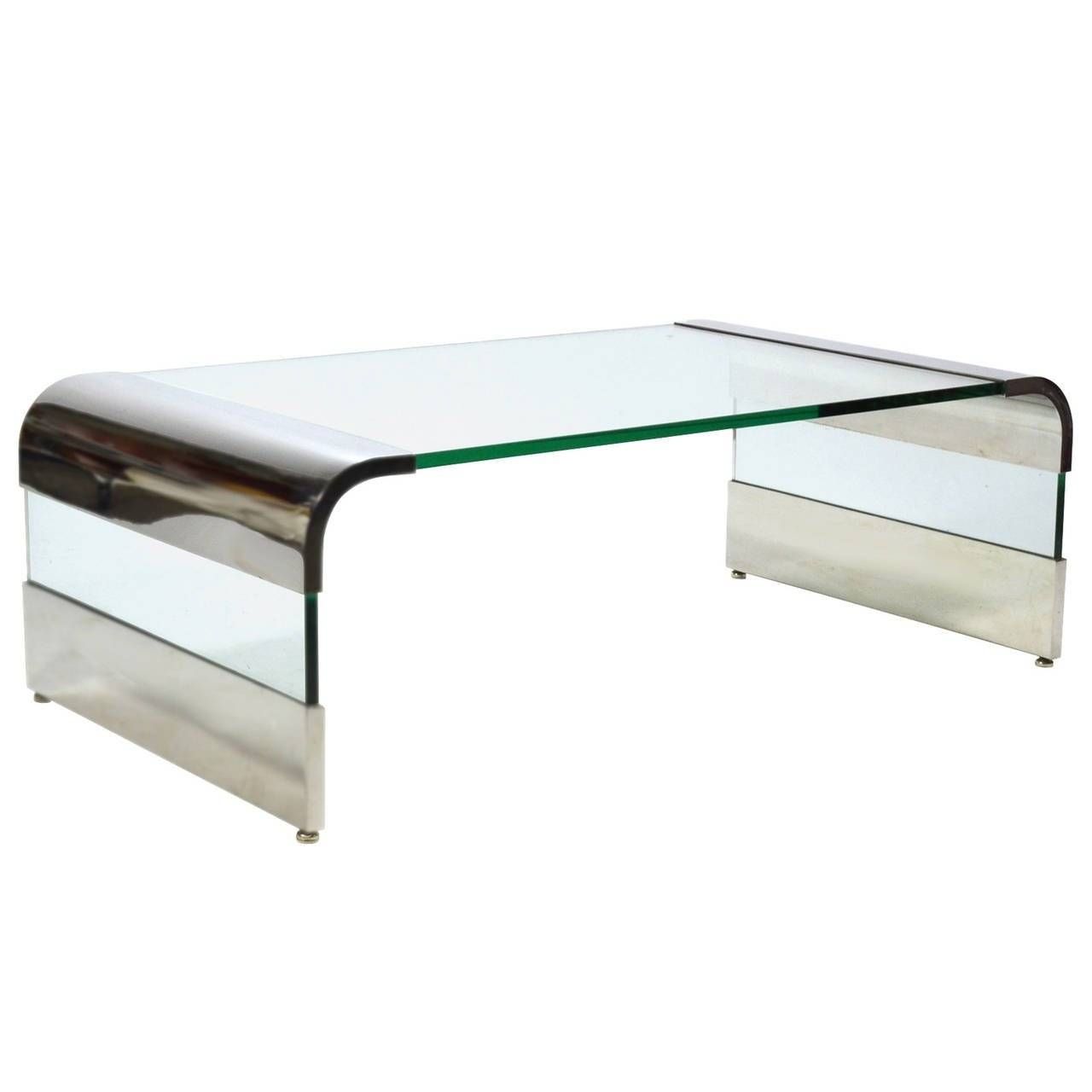 Leon Rosen Chrome And Glass Waterfall Coffee Tablepace For With Chrome And Glass Coffee Tables (View 23 of 30)