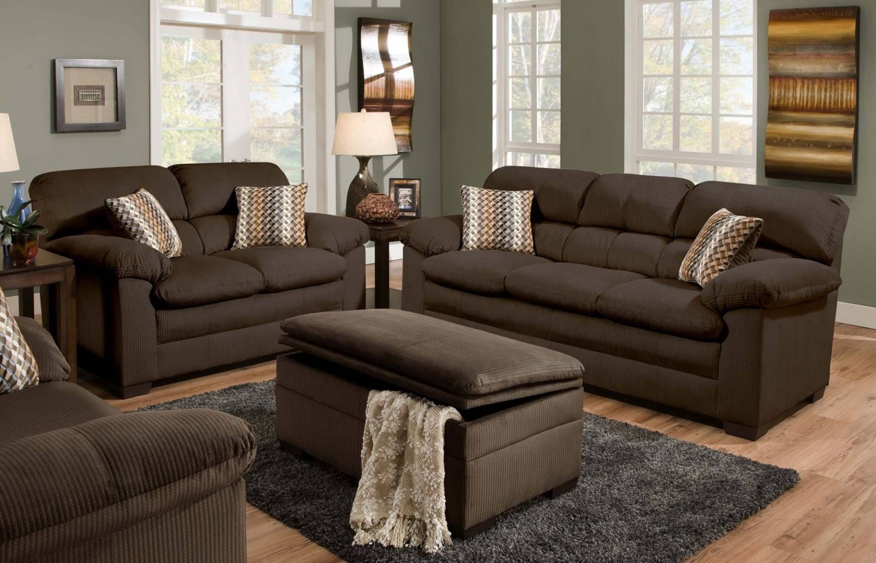 Light Brown Velvet Depp Sectional Sofa With Ottoman And Cushions Pertaining To Sectional Sofa With Oversized Ottoman (View 19 of 30)