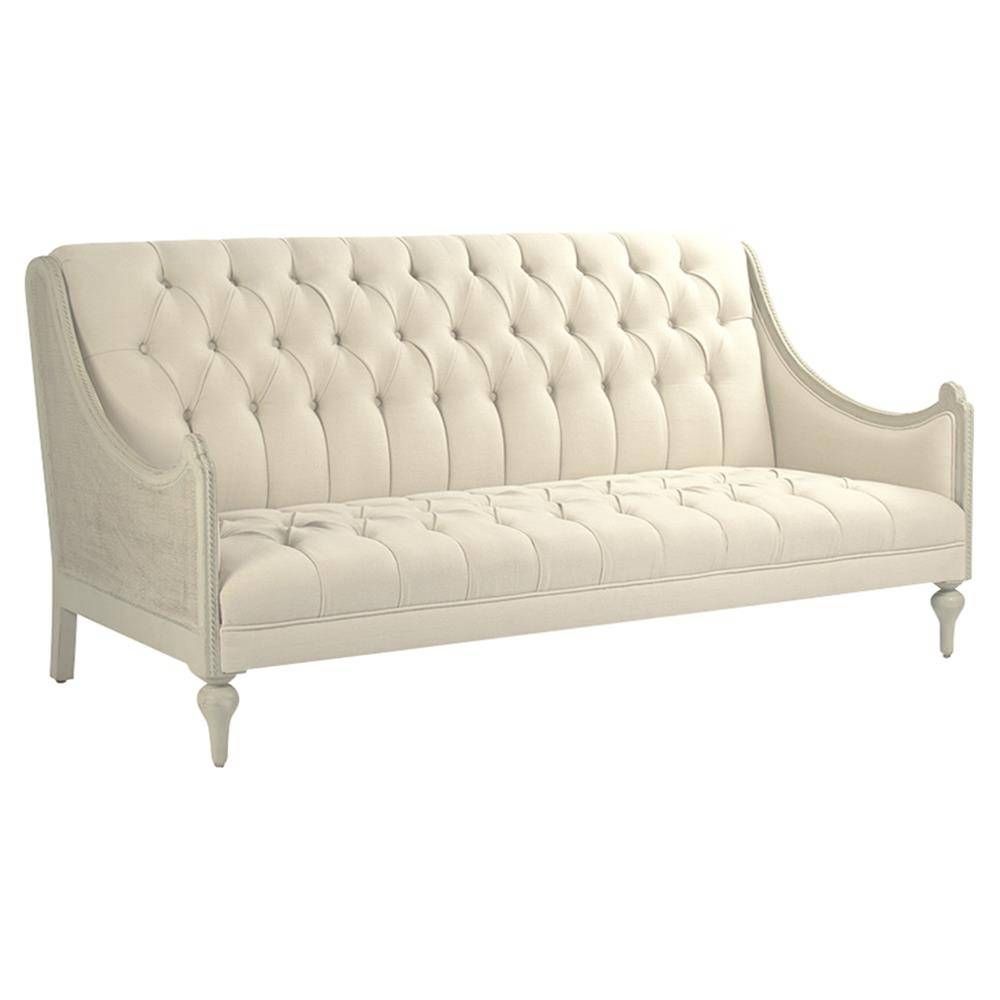 Livia French Country Tufted Linen Grey Wash Cream Cotton Sofa For Tufted Linen Sofas (View 8 of 30)