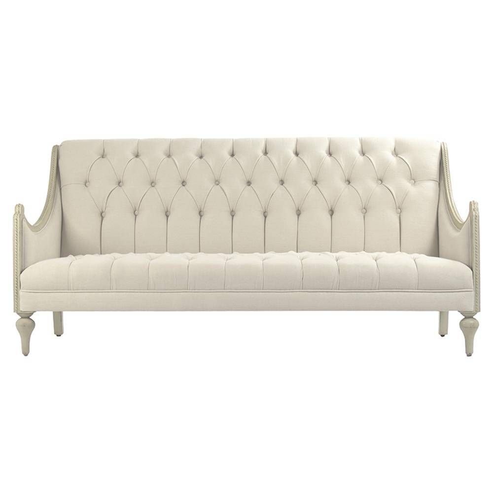 Livia French Country Tufted Linen Grey Wash Cream Cotton Sofa In Tufted Linen Sofas (View 28 of 30)