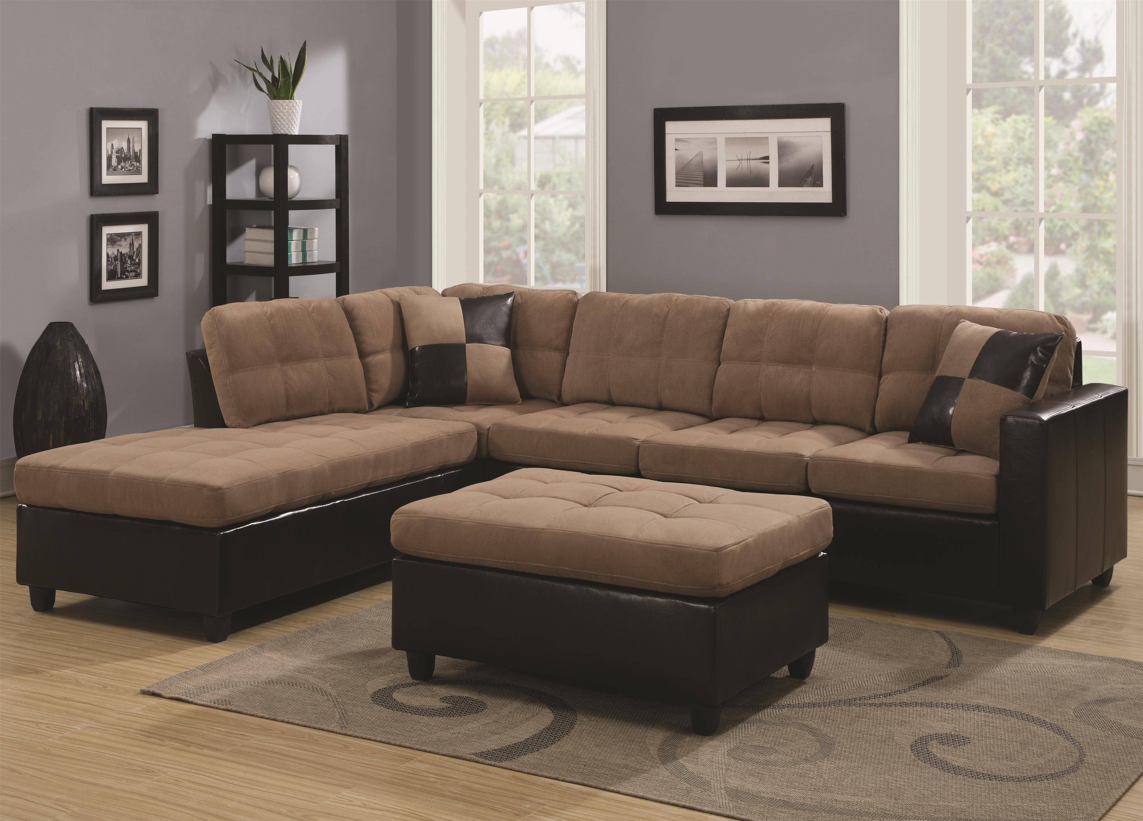 Featured Photo of 30 Best Ideas Chenille and Leather Sectional Sofa