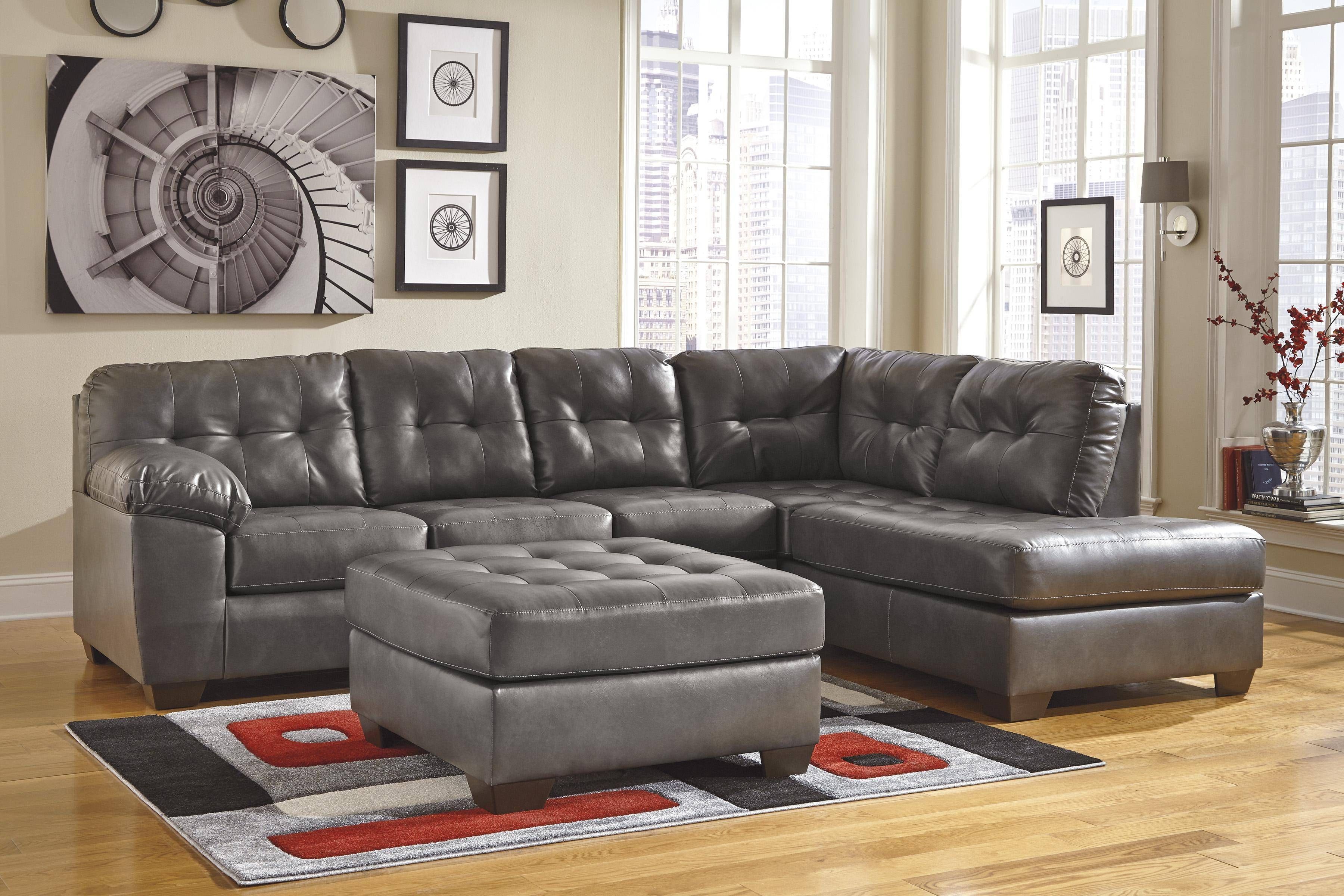 Living Room: Interesting Grey Leather Sectional For Modern Living For Gray Leather Sectional Sofas (View 16 of 30)