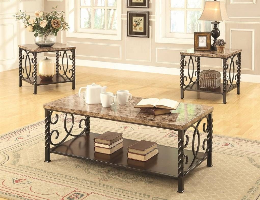 Lockhart Brown Marble Coffee Table Set – Steal A Sofa Furniture Within Marble Coffee Tables (View 18 of 30)