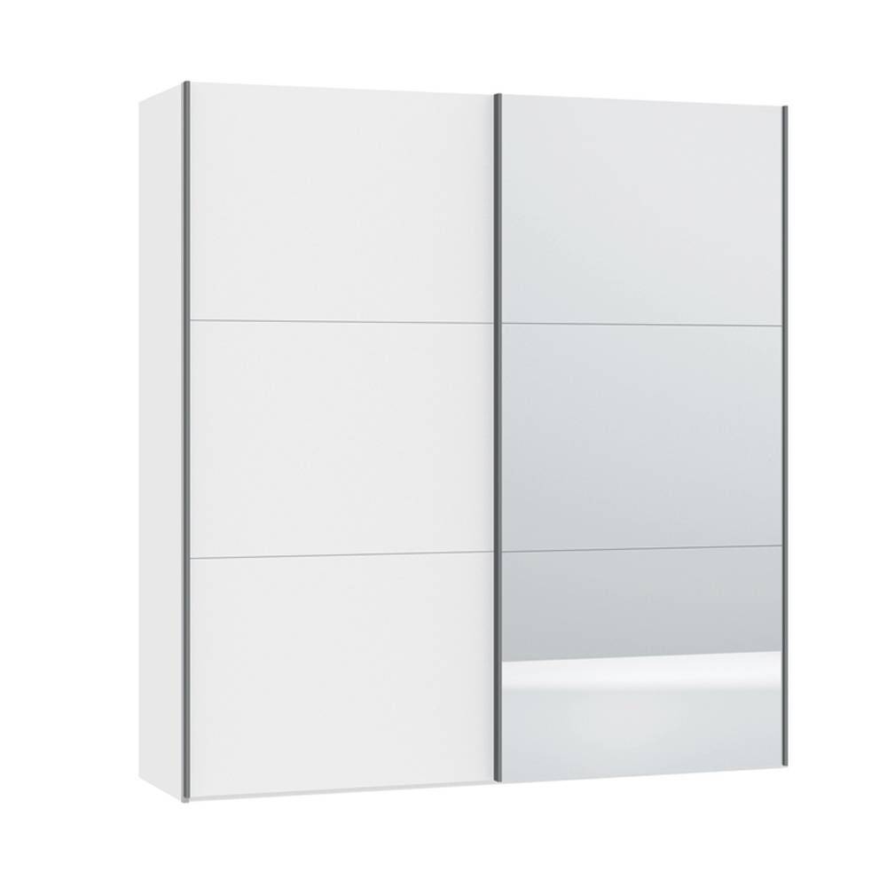 Loft Two Door Sliding Wardrobe White Gloss With Mirror – Dwell Throughout White Gloss Corner Wardrobes (Photo 13 of 15)