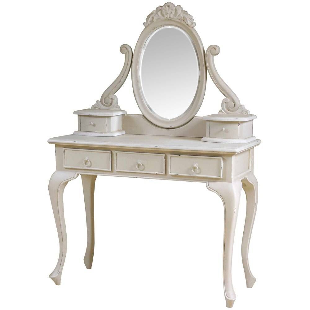 Louis French Dressing Table With Mirror | French White Dressing With French Style Dressing Table Mirrors (View 4 of 25)