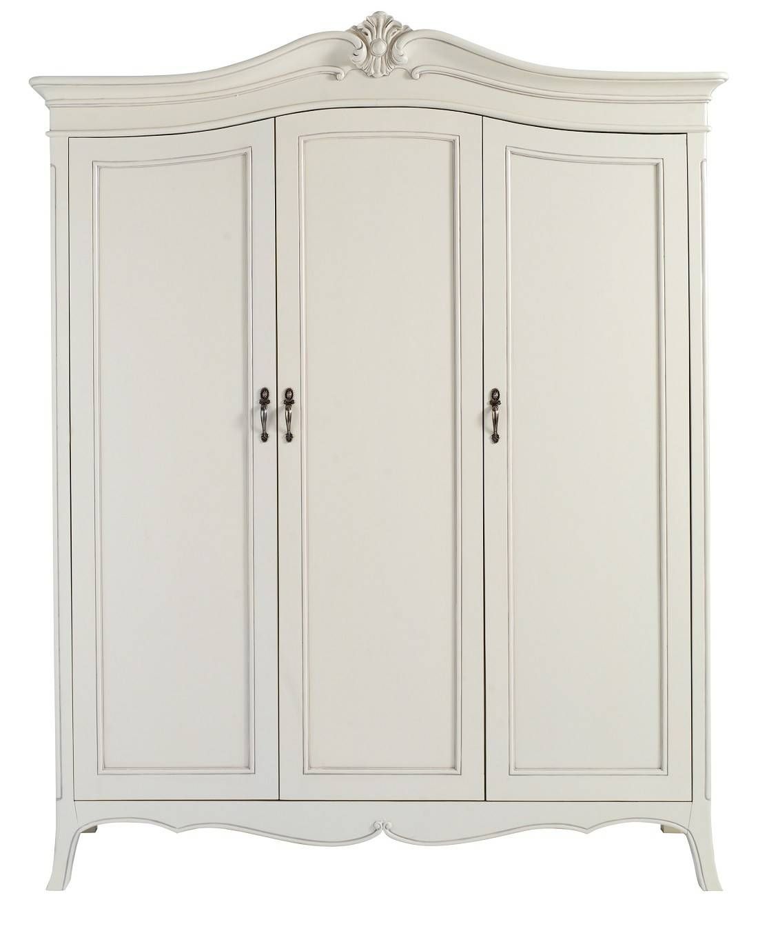 Louis French Ivory Painted 3 Door Triple Wardrobe | Oak Furniture Uk Intended For Triple Door Wardrobes (Photo 8 of 15)