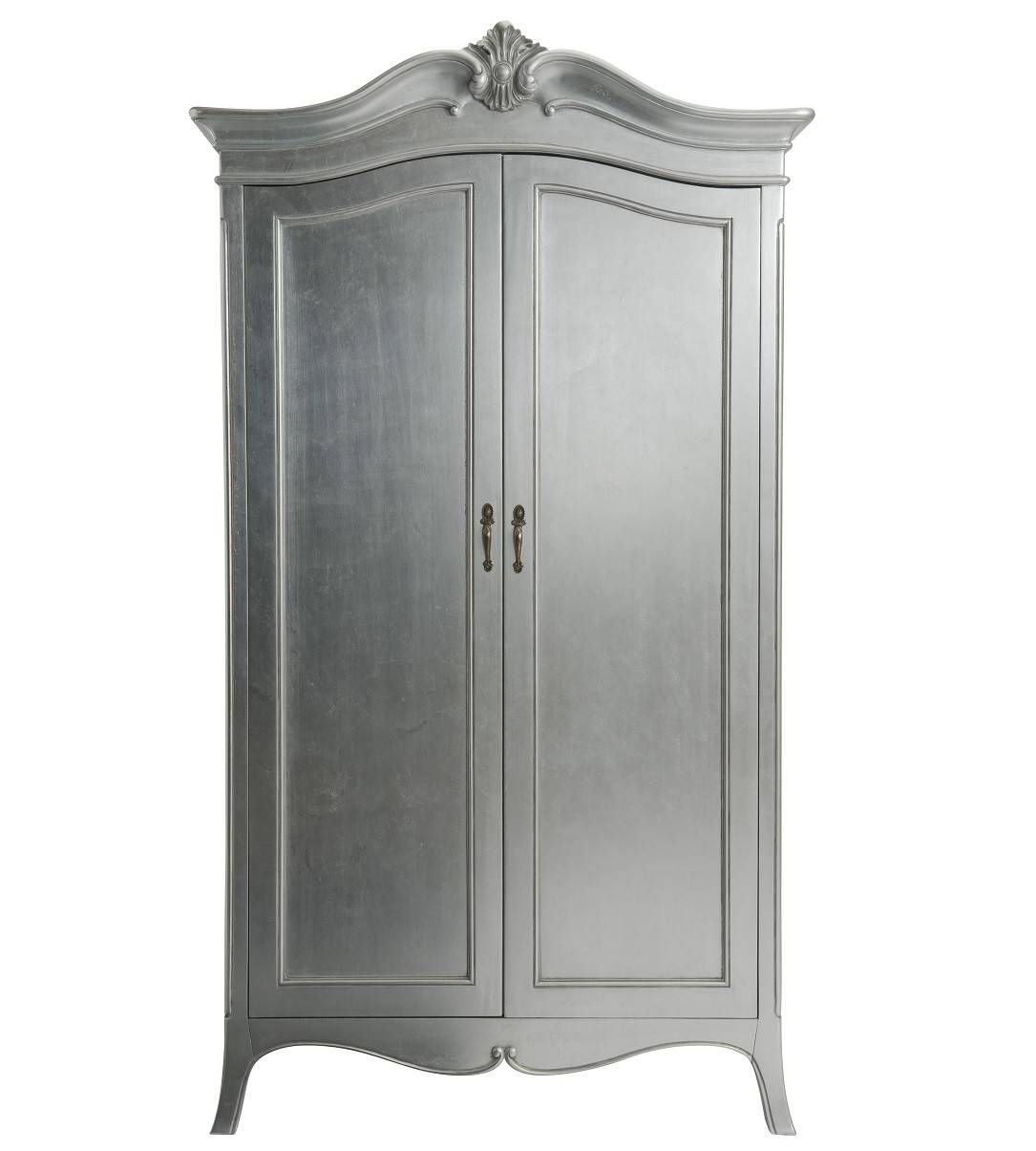 Louis French Silver Leaf 2 Door Double Wardrobe | Oak Furniture Uk For Silver French Wardrobes (View 8 of 15)