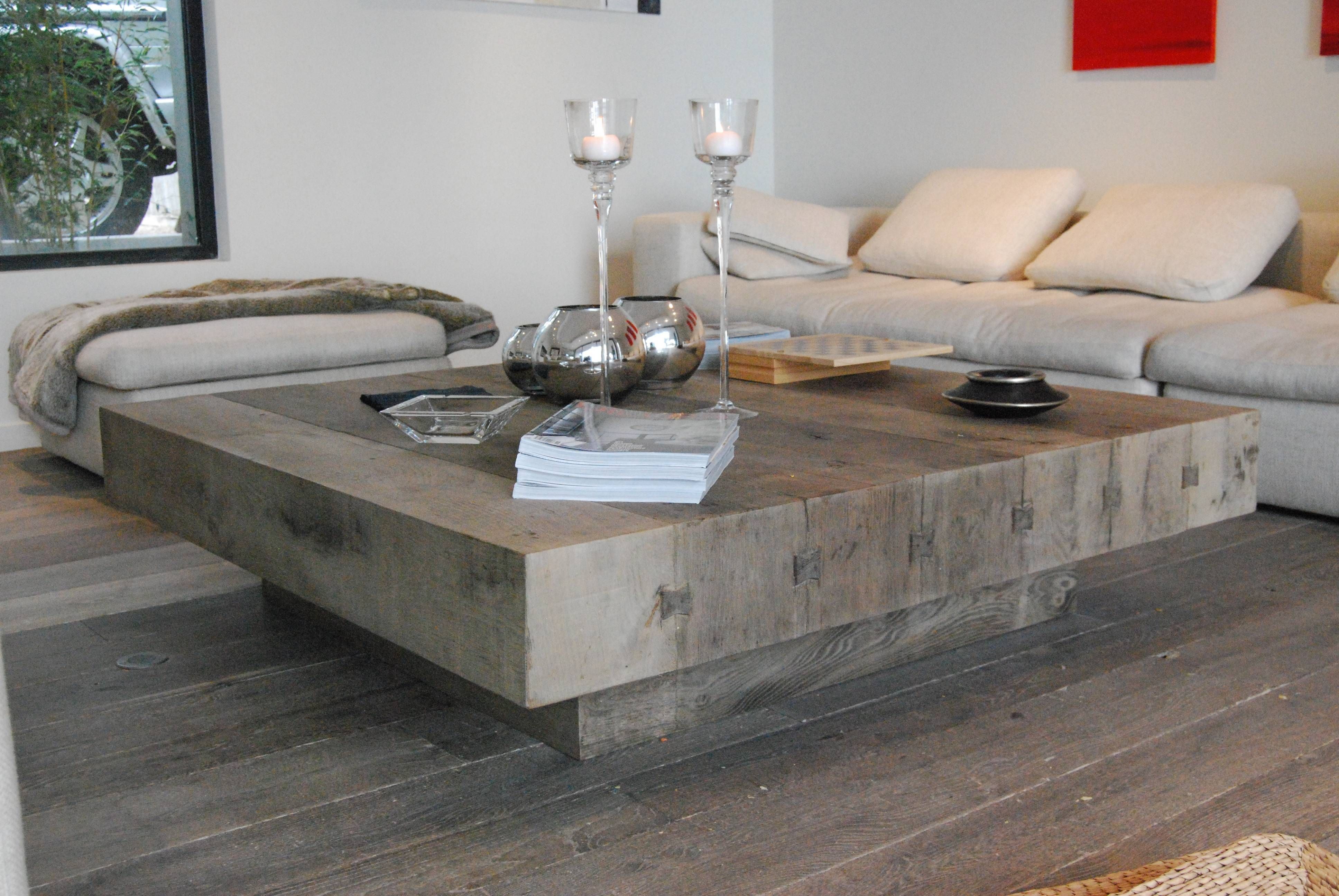 Low Square Coffee Table Wooden | Coffee Tables Decoration Within Large Low Oak Coffee Tables (View 8 of 30)