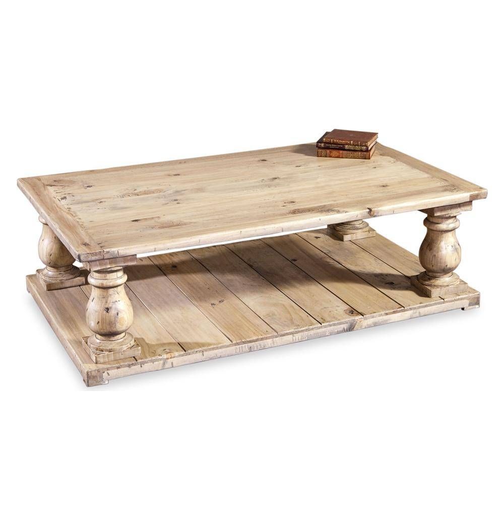 Ludlum French Country Bleached Wood Coffee Table | Kathy Kuo Home Throughout French Country Coffee Tables (View 16 of 30)