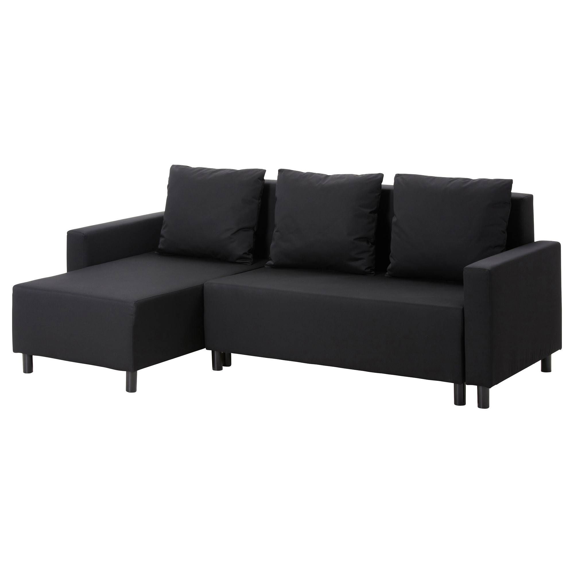 Lugnvik Sofa Bed With Chaise Longue Granån Black – Ikea Throughout Storage Sofas Ikea (View 8 of 25)