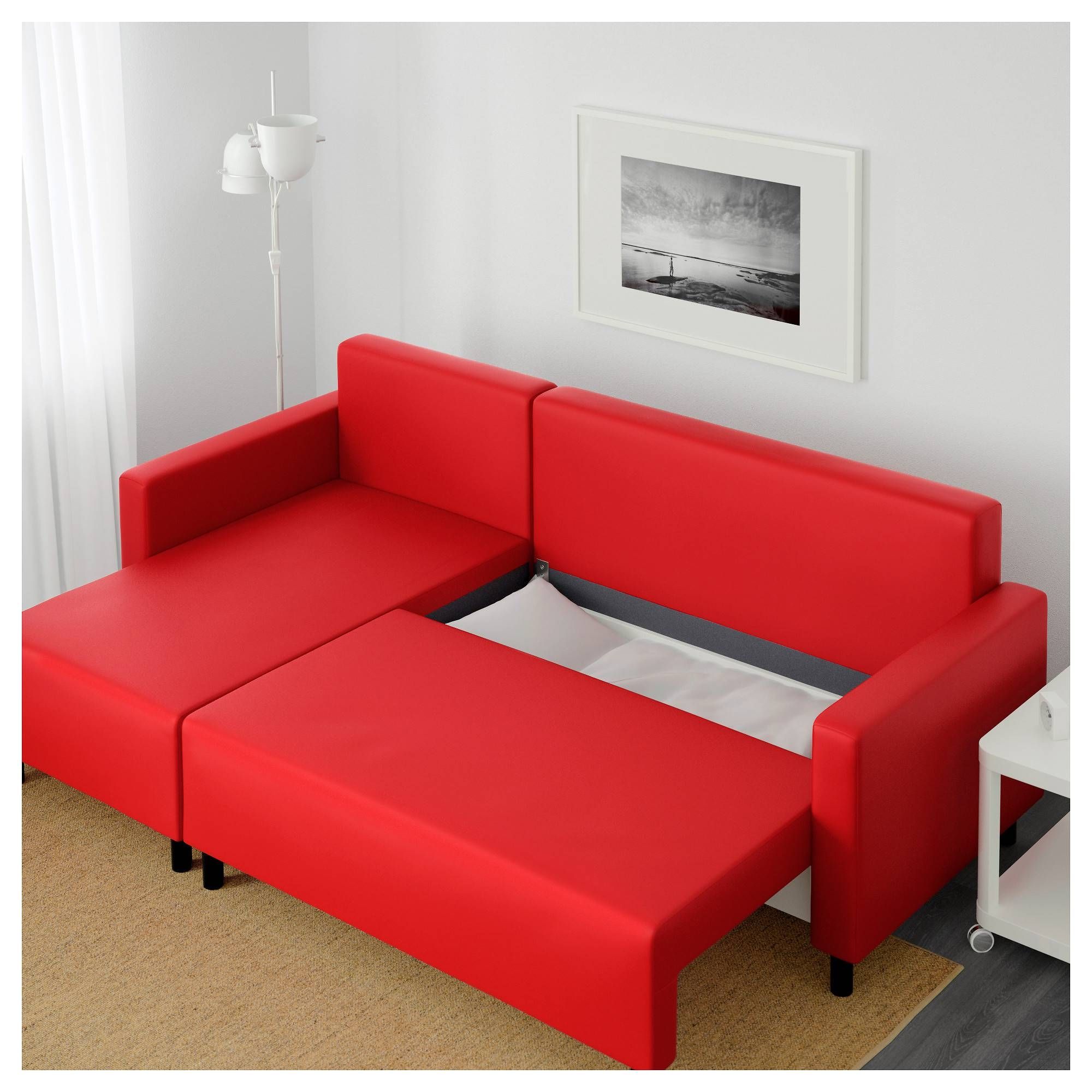 Lugnvik Sofa Bed With Chaise Longue Tallåsen Red – Ikea Inside Red Sofa Beds Ikea (View 13 of 30)