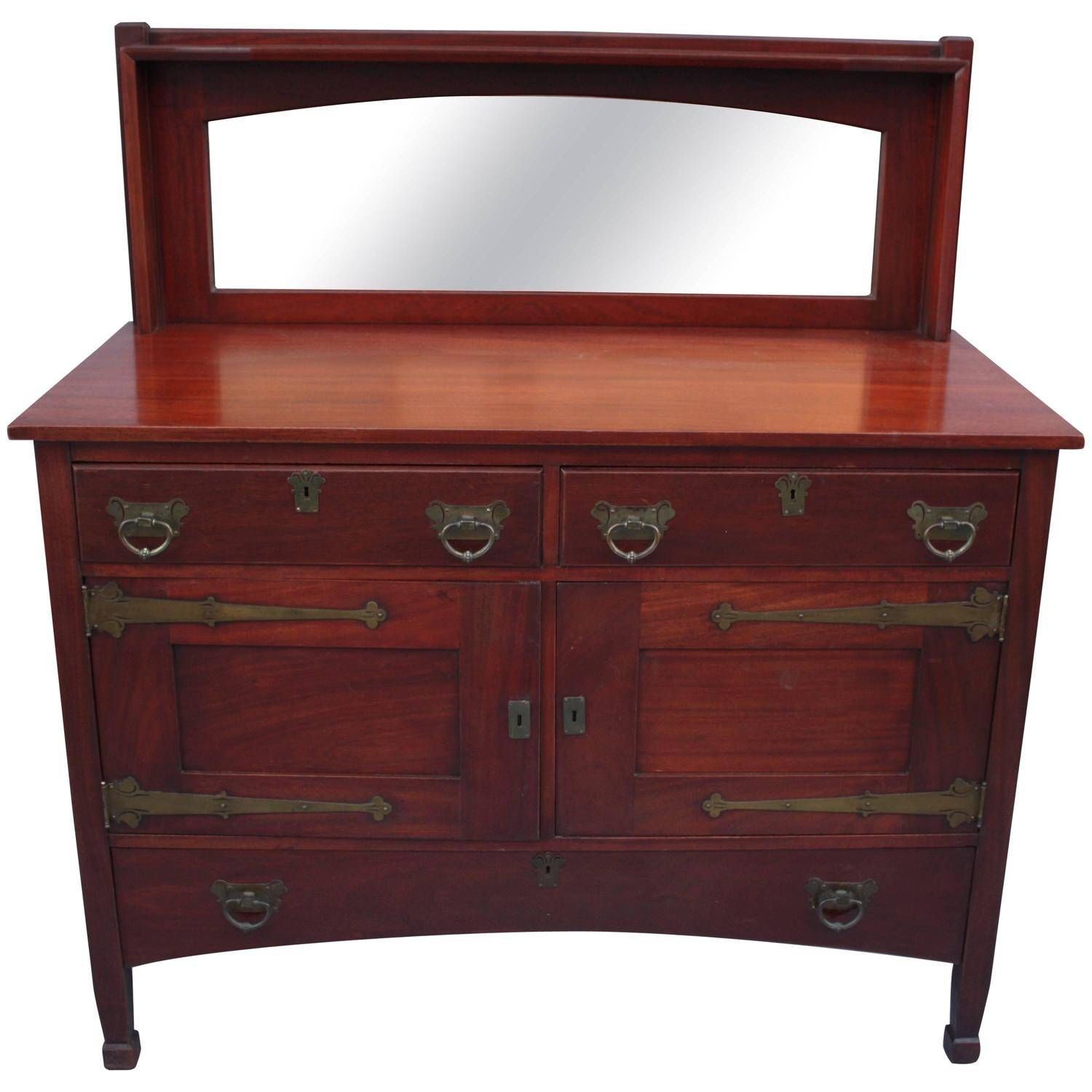 Mahogany Arts And Crafts, Art Nouveau Sideboard With Mirror For In Sideboards With Mirror (View 21 of 30)