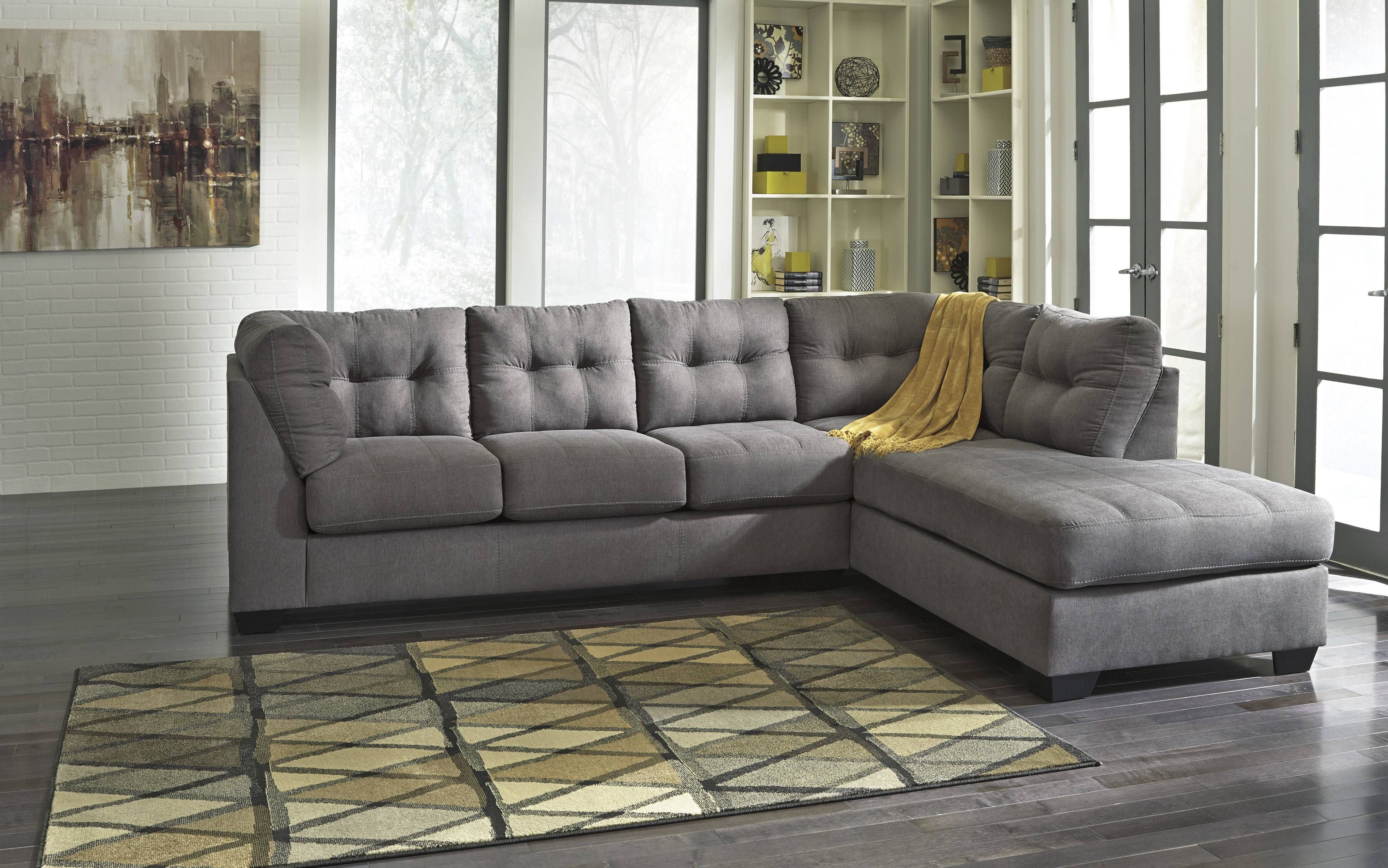 Maier Contemporary Charcoal Fabric Sectional W/raf Chaise | Living For Fabric Sectional Sofa (View 21 of 30)