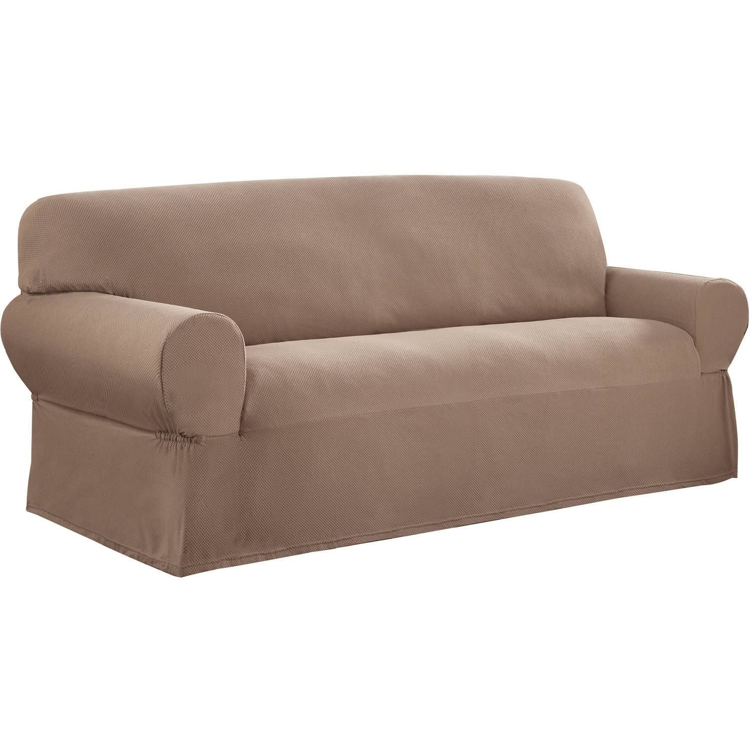 Mainstays 1 Piece Stretch Fabric Sofa Slipcover – Walmart Intended For Clearance Sofa Covers (Photo 12 of 30)