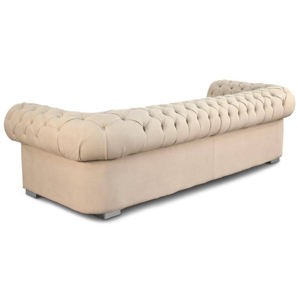 Marea Modern Classic Tufted Ivory Beige Ramie Linen Sofa | Kathy Inside Tufted Linen Sofas (View 10 of 30)