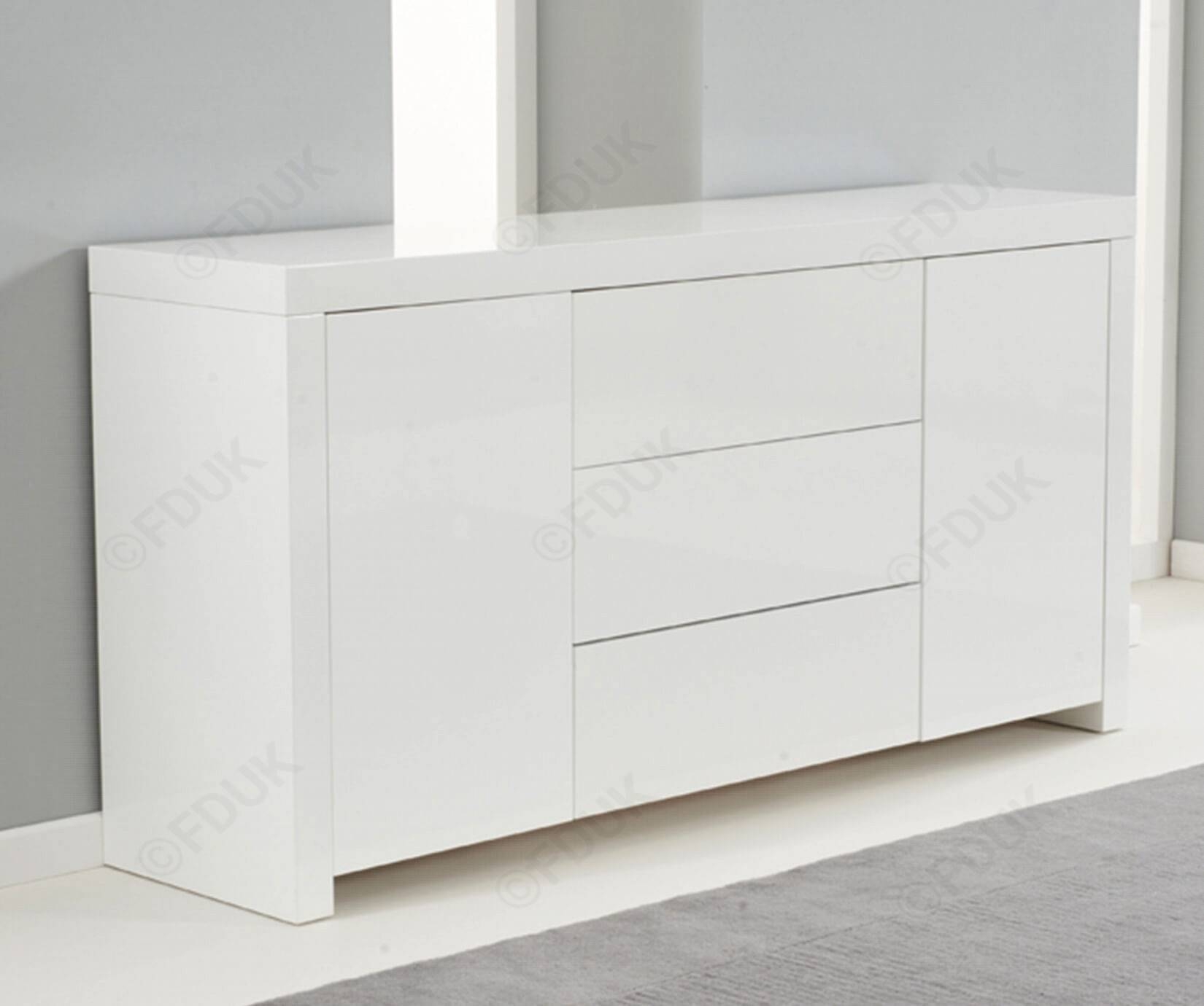 Mark Harris Hereford | Hereford White High Gloss Sideboard With White Gloss Sideboards (Photo 1 of 30)